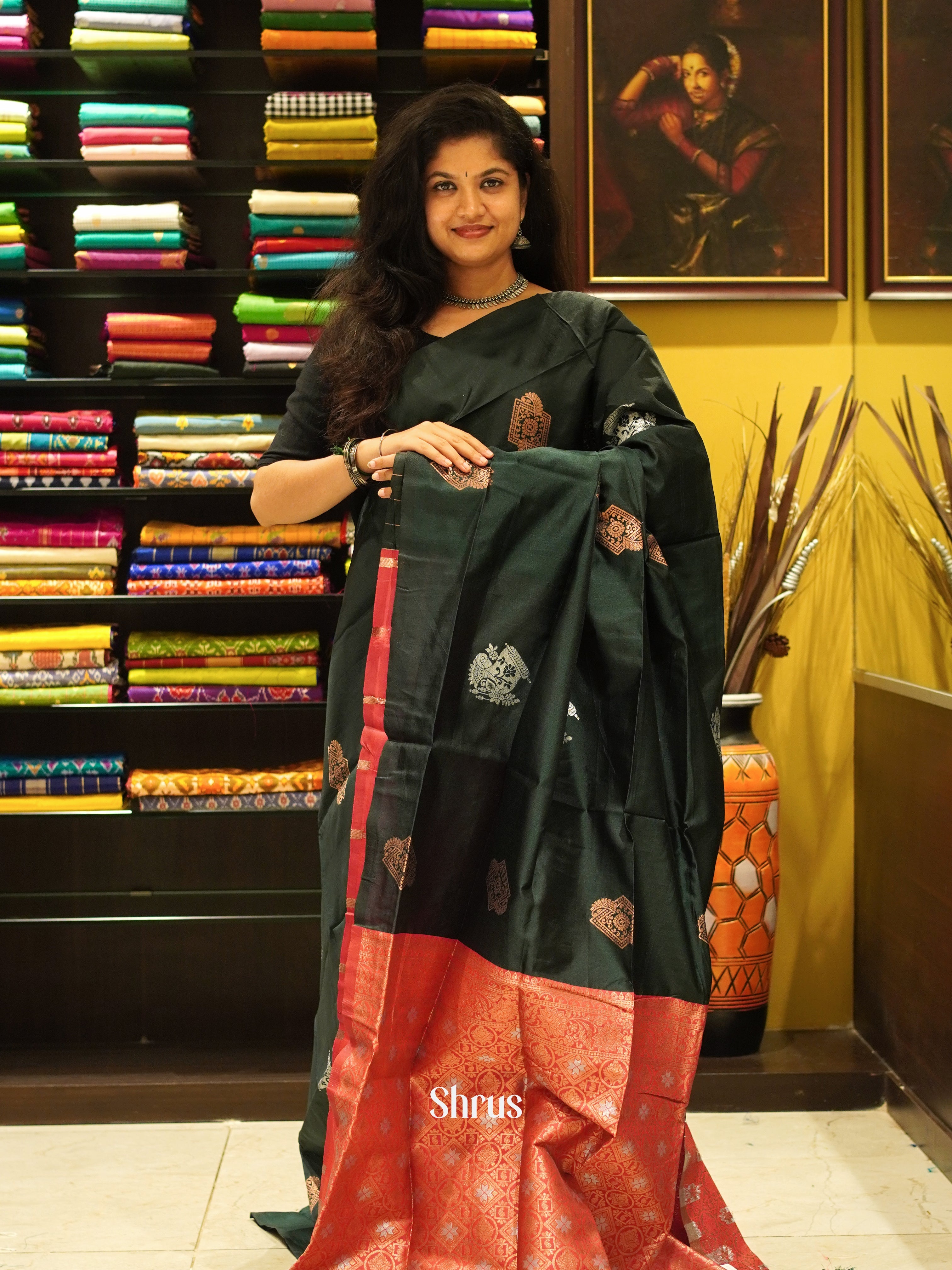 Green And Pink-Semi soft silk saree - Shop on ShrusEternity.com