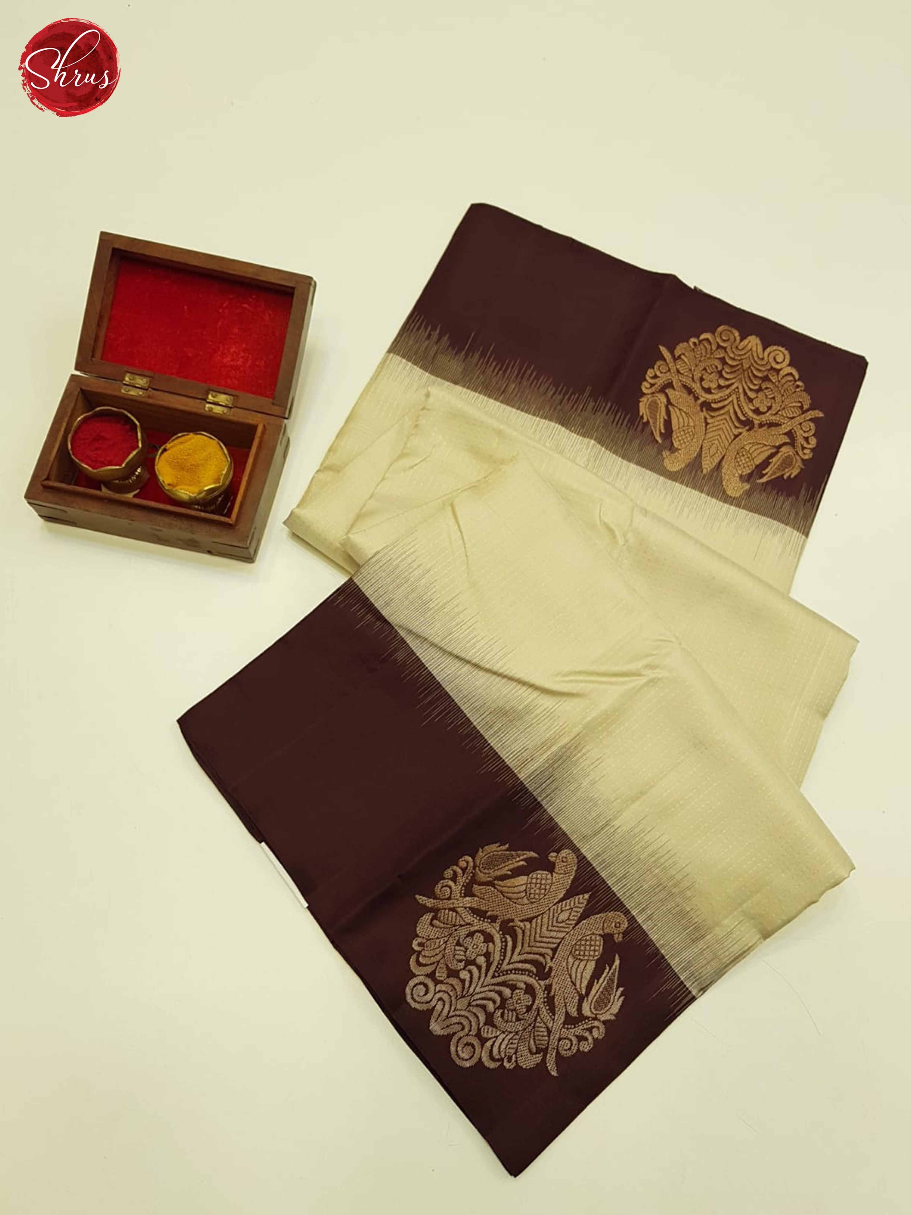 Beige & Brown - Soft Silk Saree - Shop on ShrusEternity.com