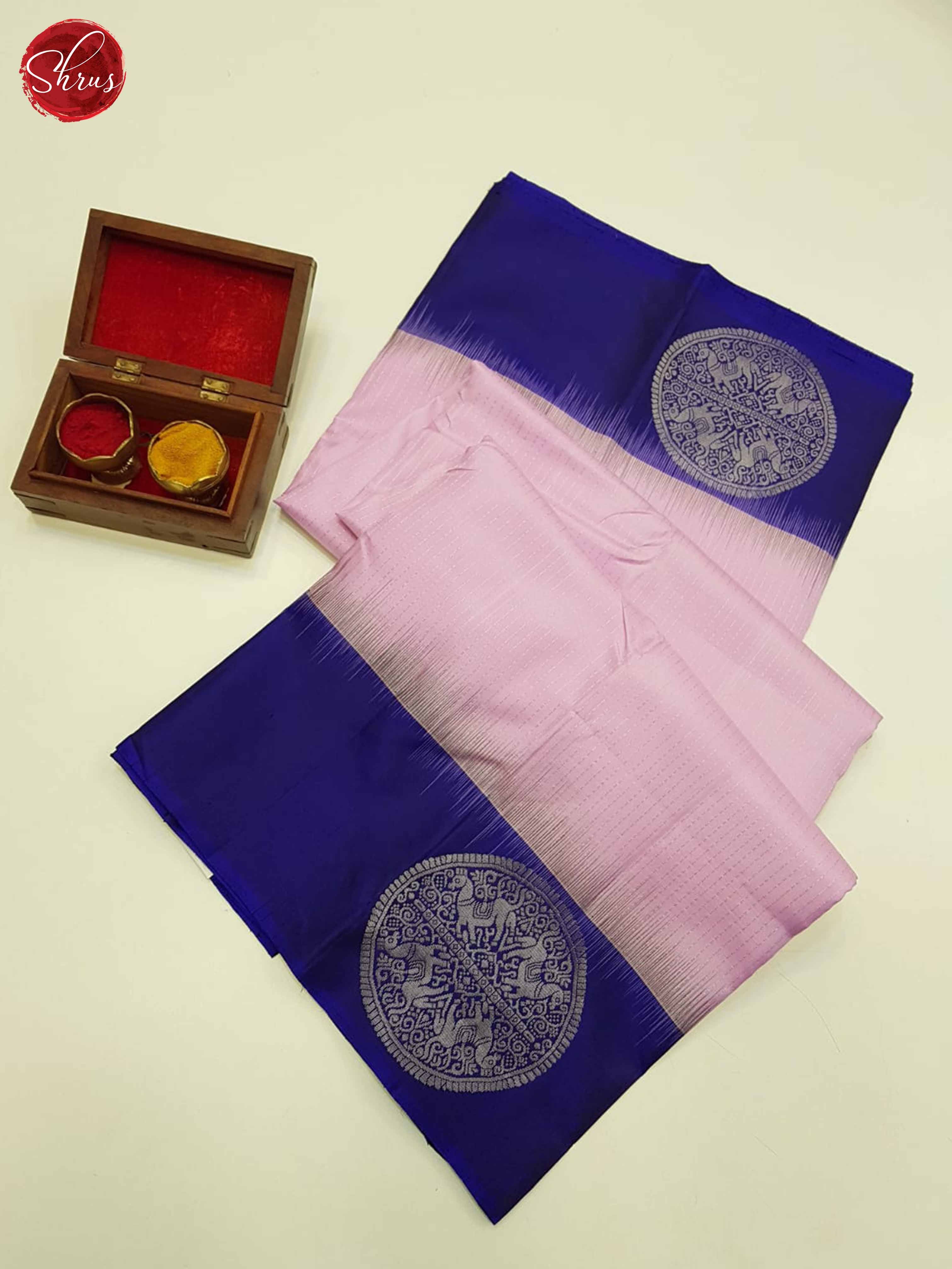 Baby Pink & Blue - Soft Silk Saree - Shop on ShrusEternity.com