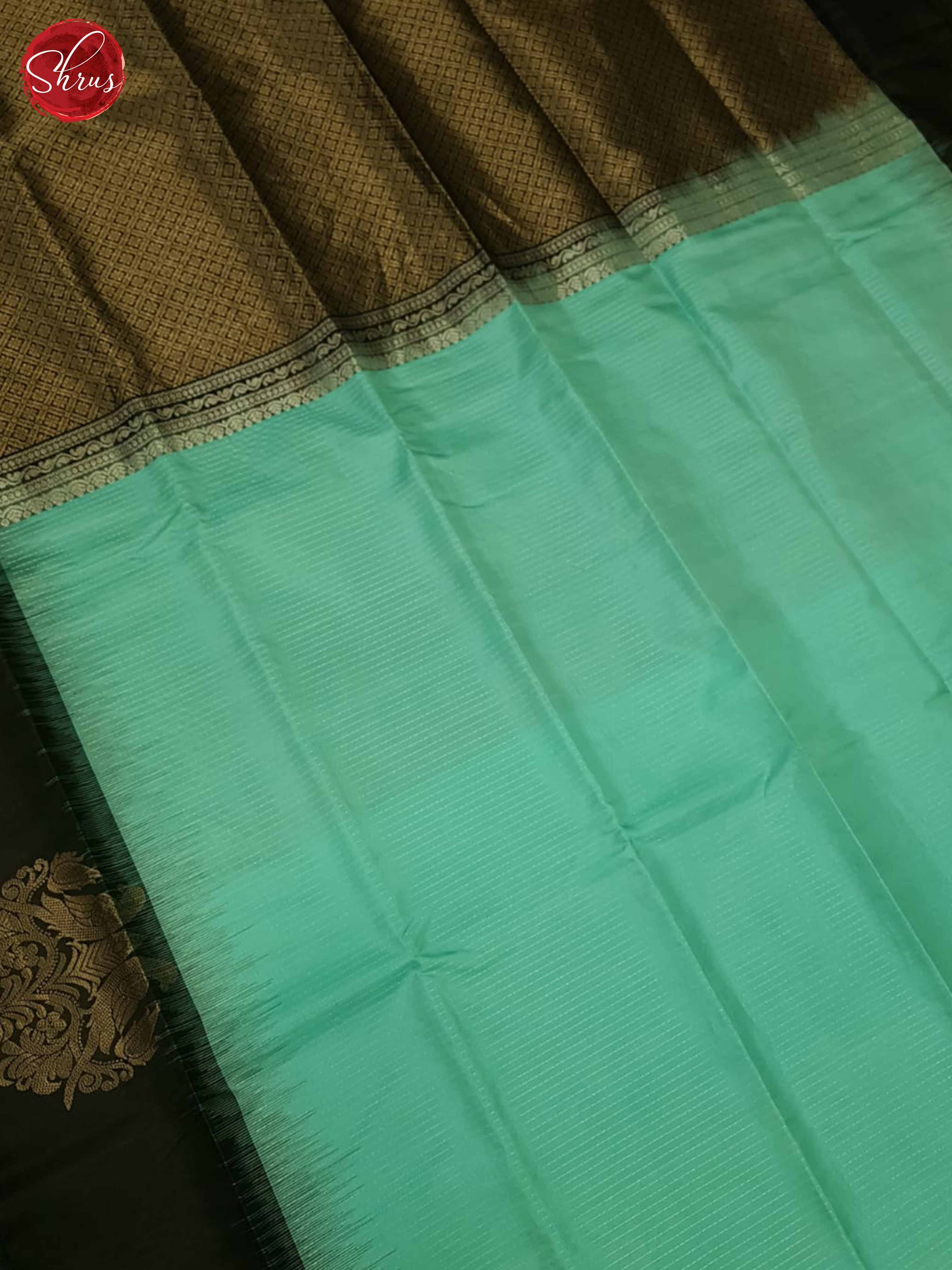Teal Green & Black - Soft Silk Saree - Shop on ShrusEternity.com