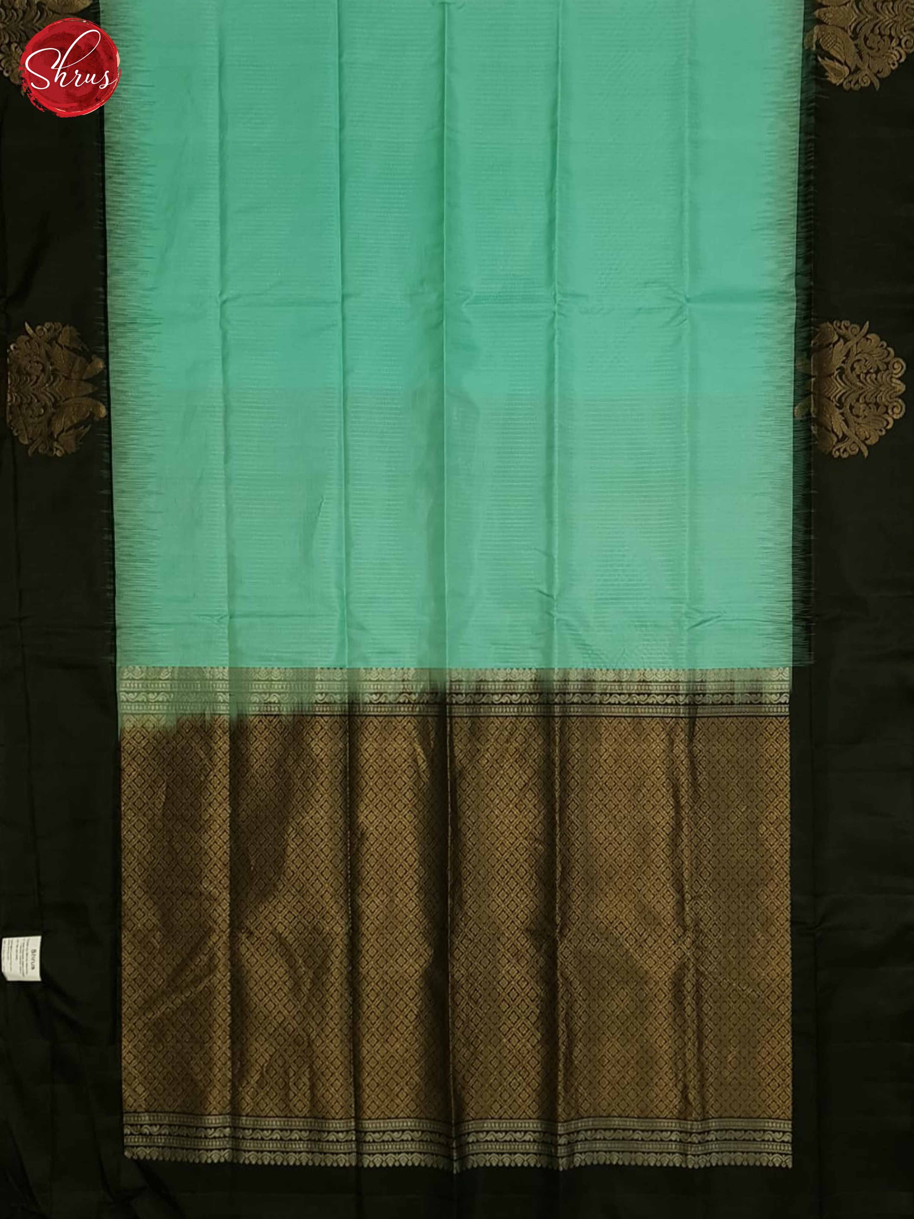 Teal Green & Black - Soft Silk Saree - Shop on ShrusEternity.com