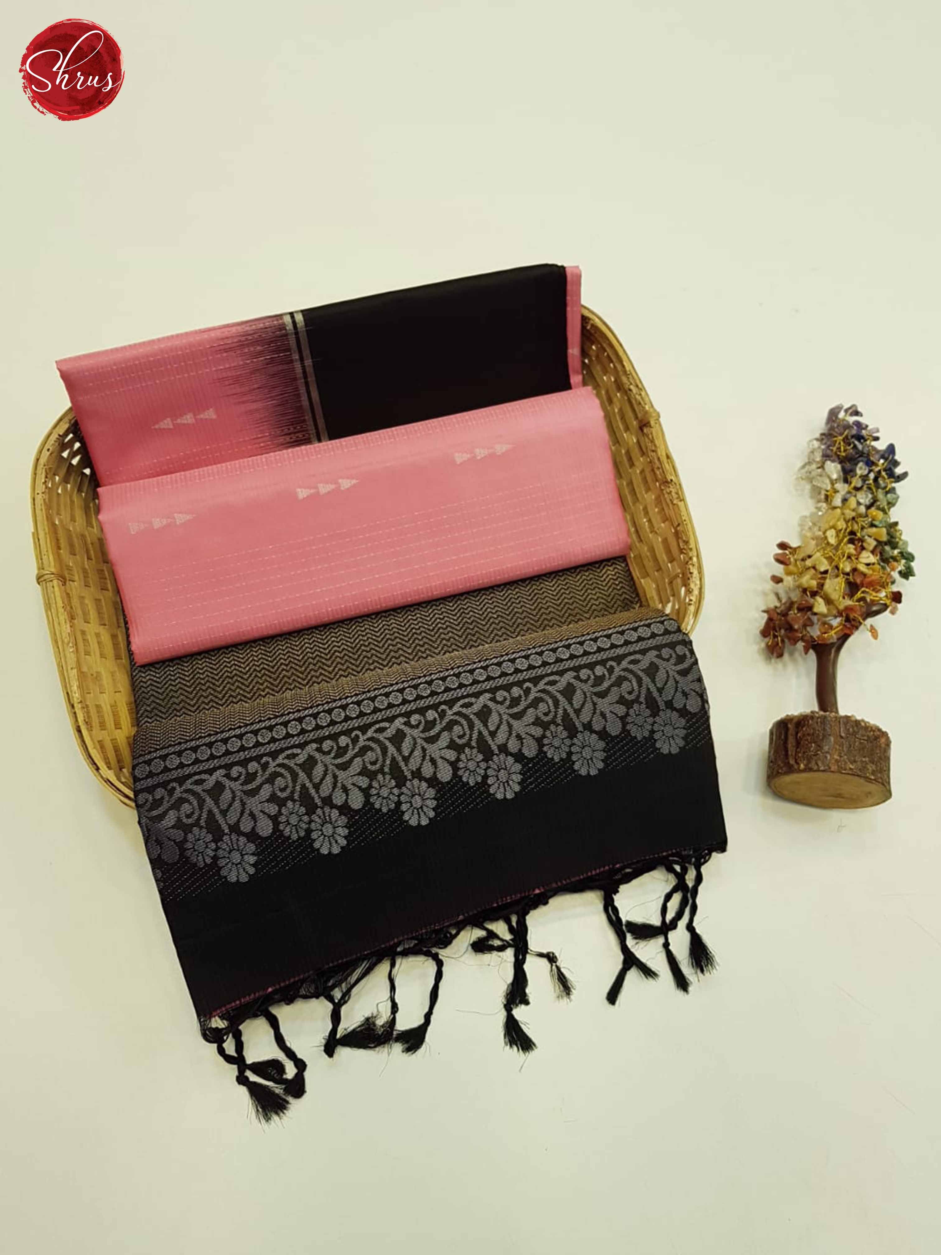 Pink And Black- Soft Silk Saree - Shop on ShrusEternity.com