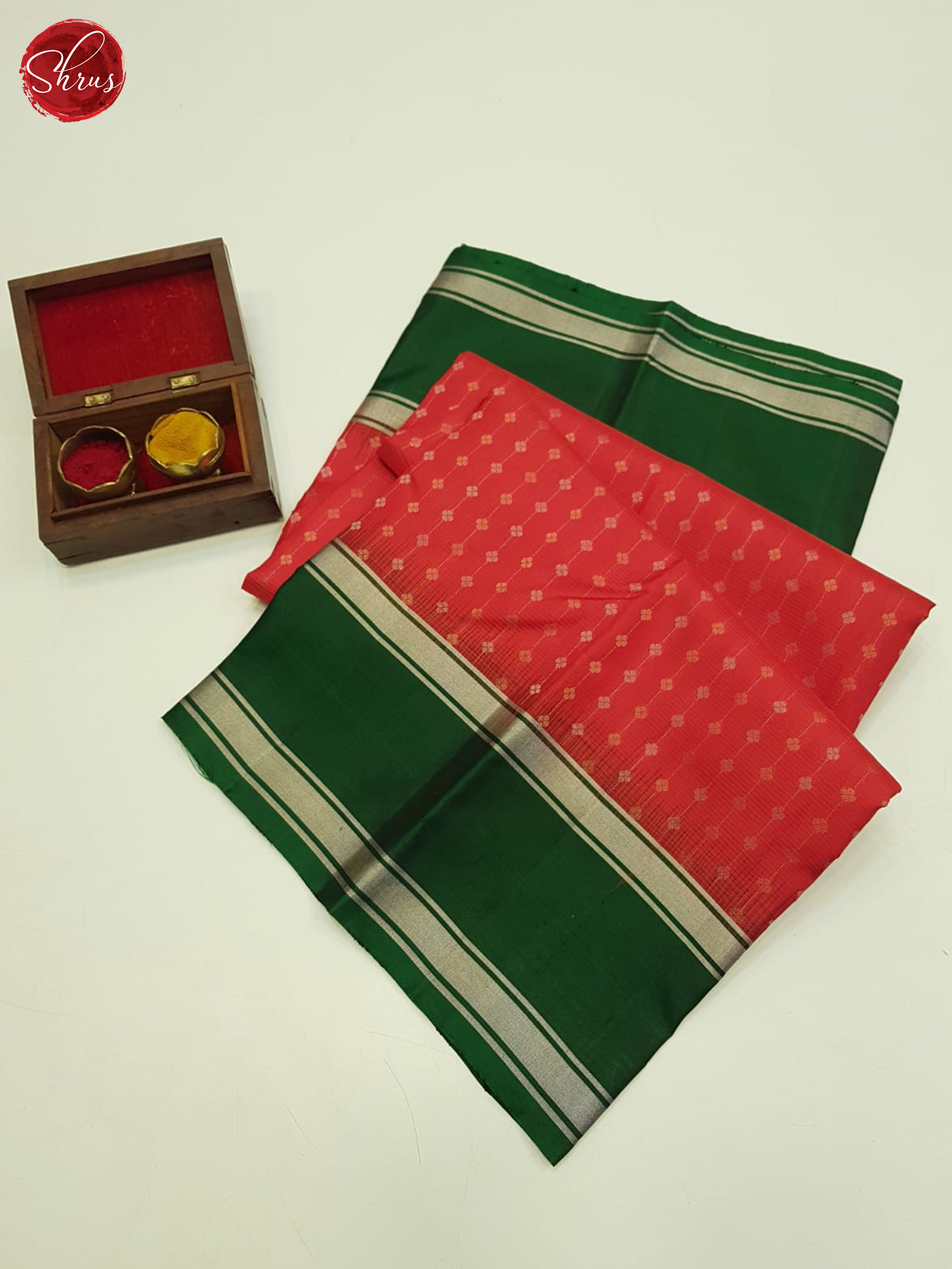 Red And Green- Soft Silk Saree - Shop on ShrusEternity.com