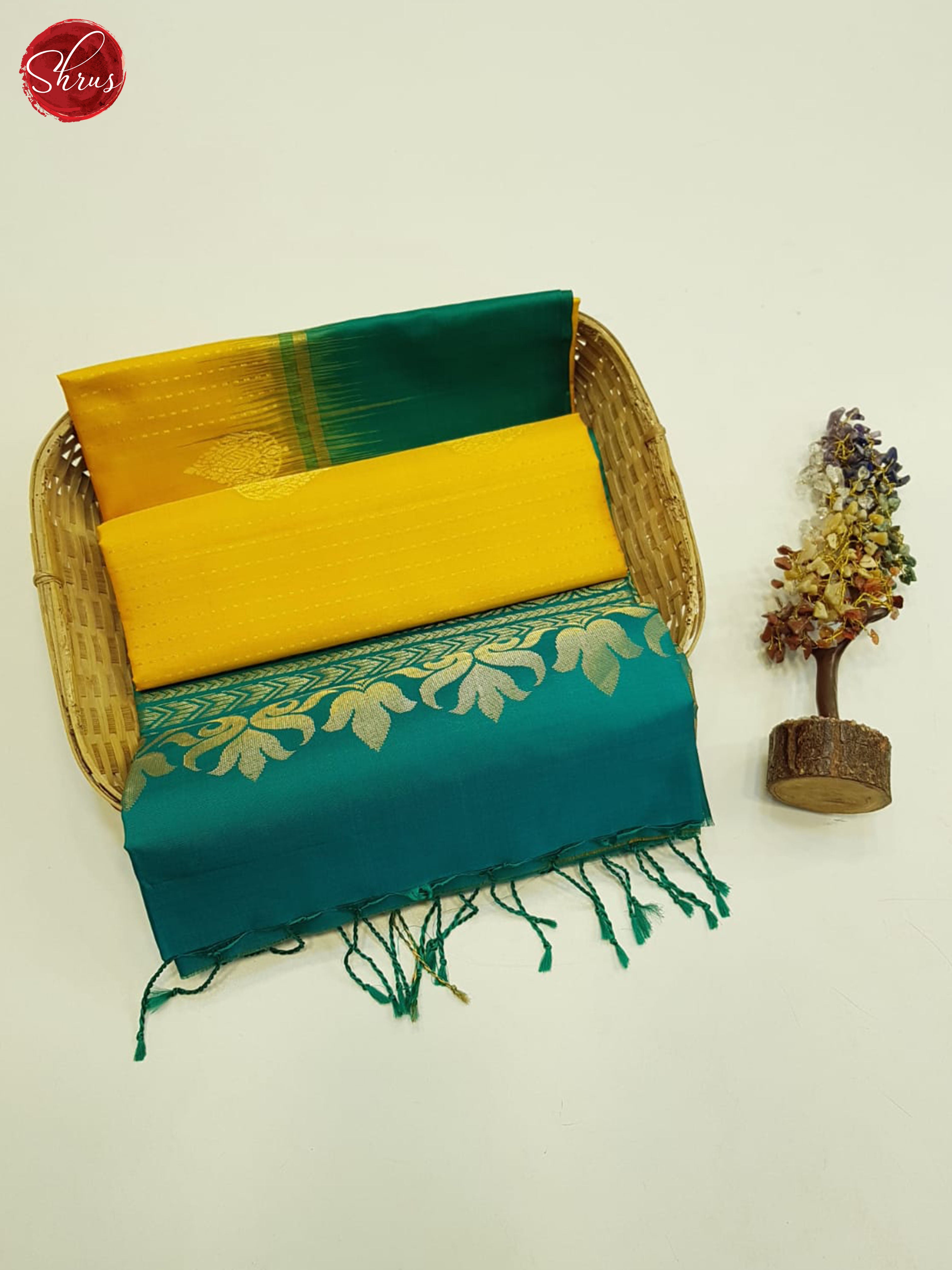 Mango Yellow And Green- Soft Silk Saree - Shop on ShrusEternity.com
