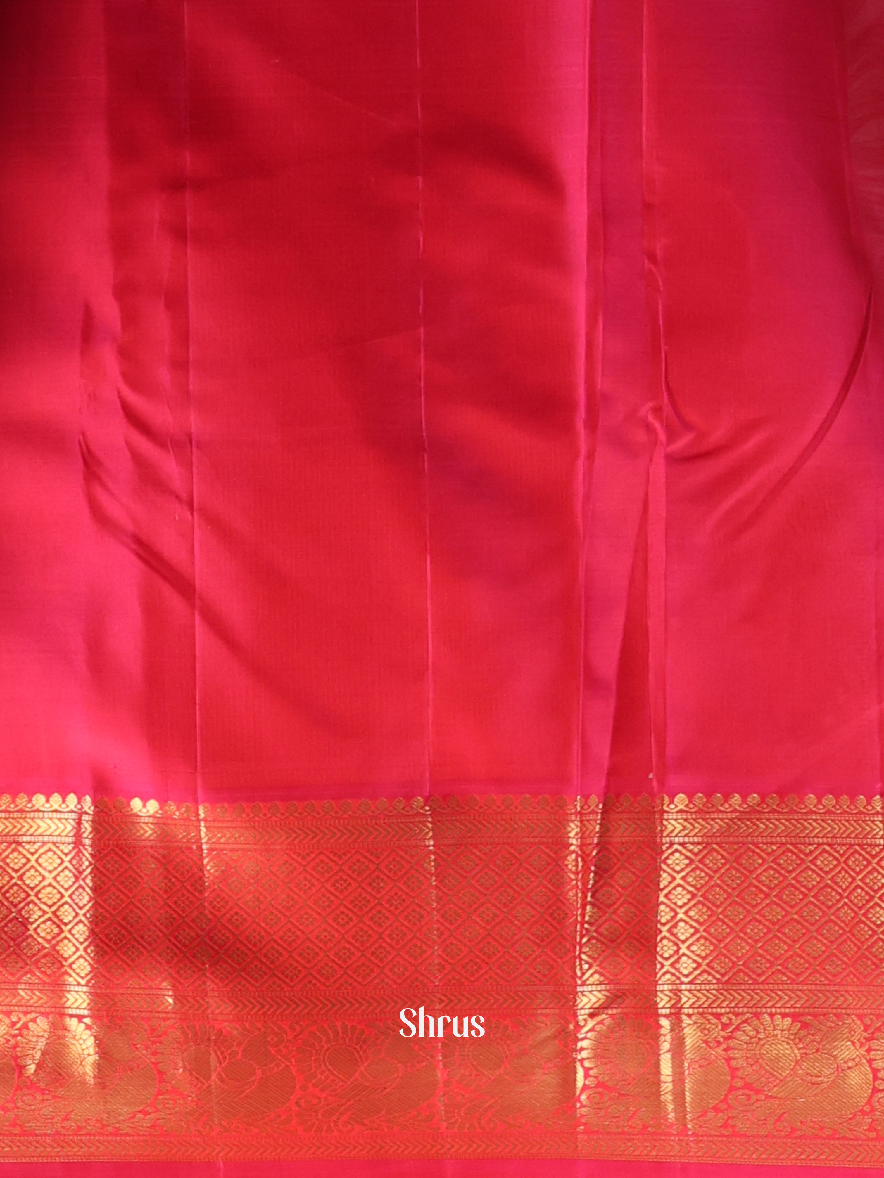 Grey and Pink Korvai Kanchipuram silk Adorned With Plain Body and Ganga Jamuna Border-2
