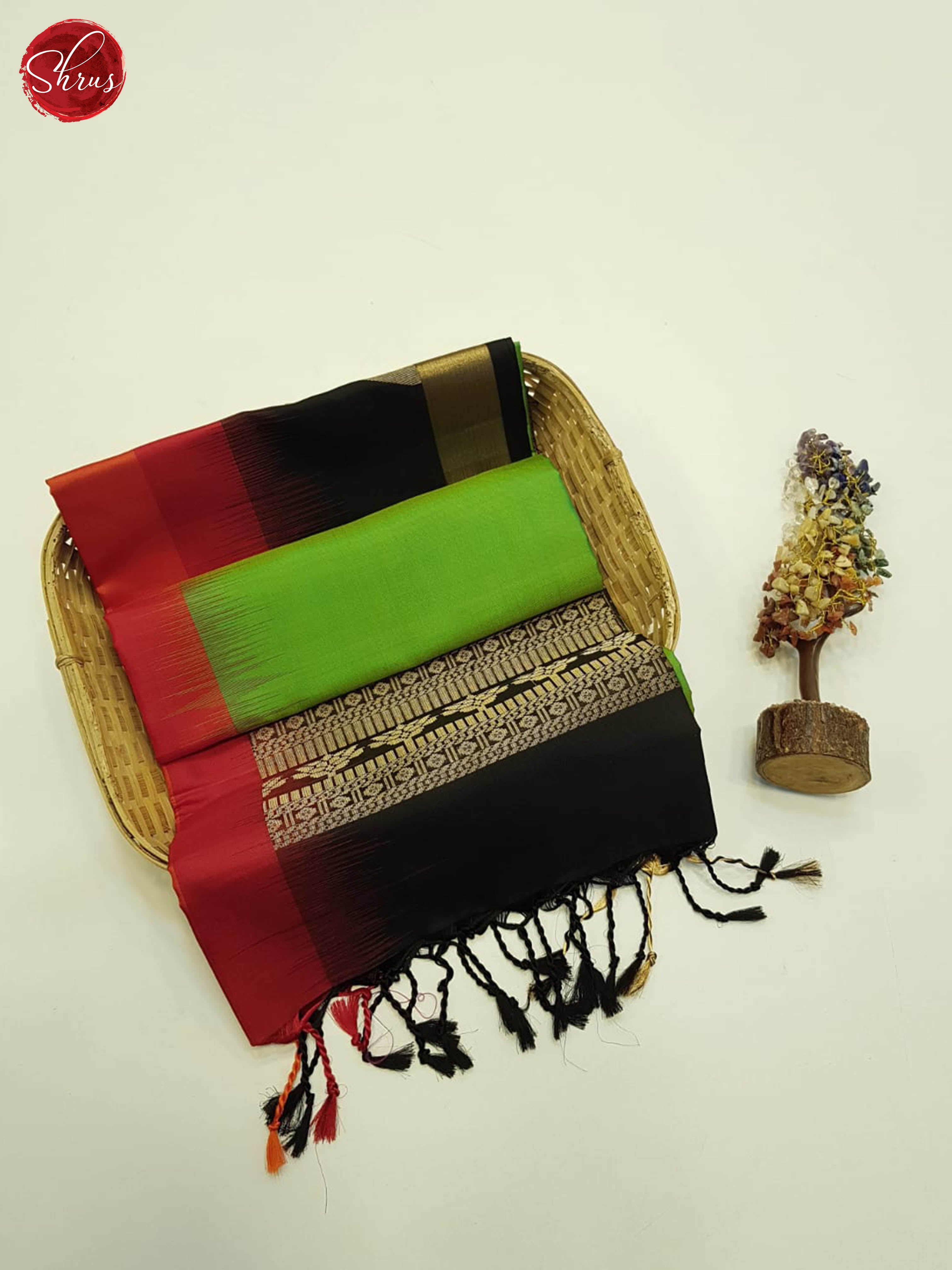 Green And Black-Soft silk saree - Shop on ShrusEternity.com