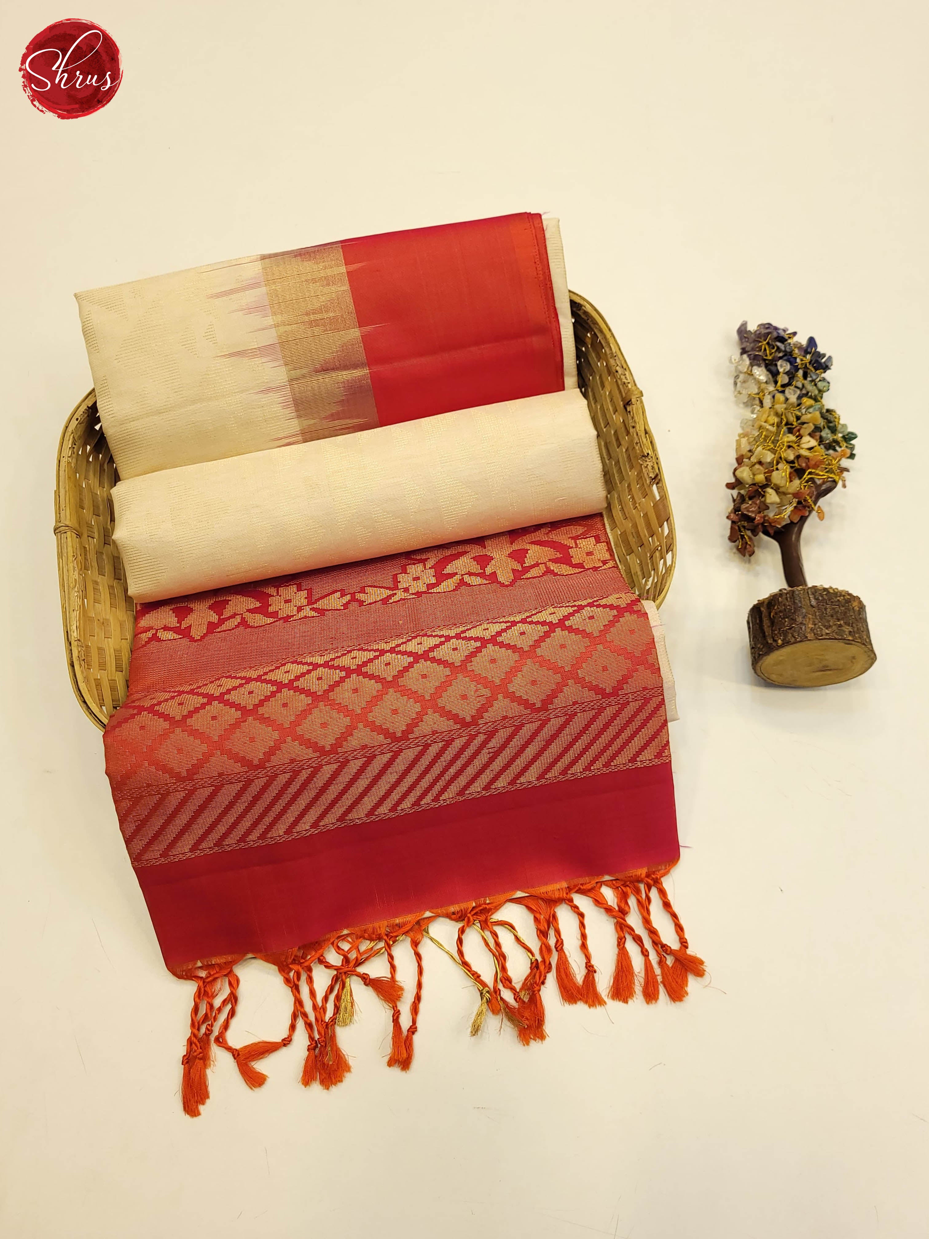 Cream and pink-Soft silk saree - Shop on ShrusEternity.com