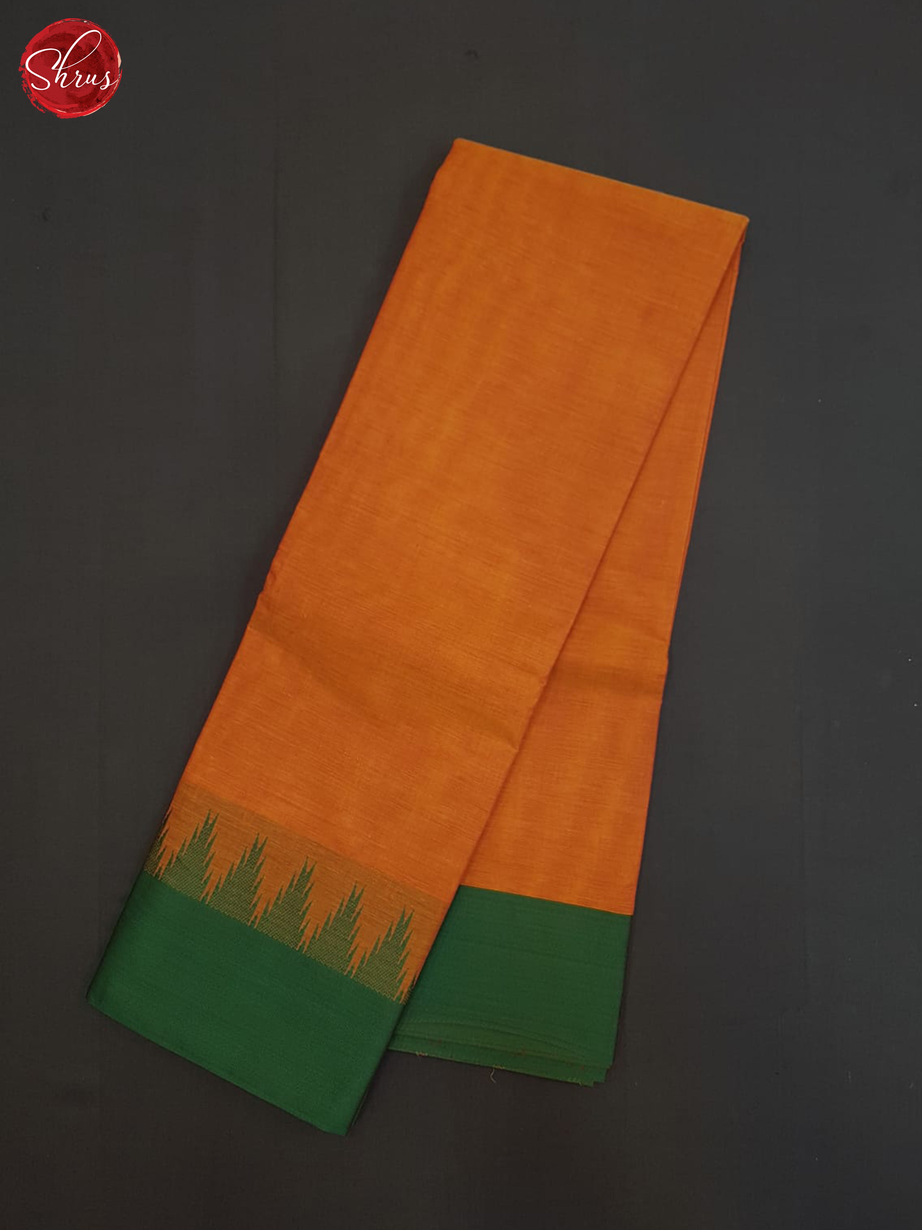 Orange And Green- Chettinad Cotton Saree - Shop on ShrusEternity.com