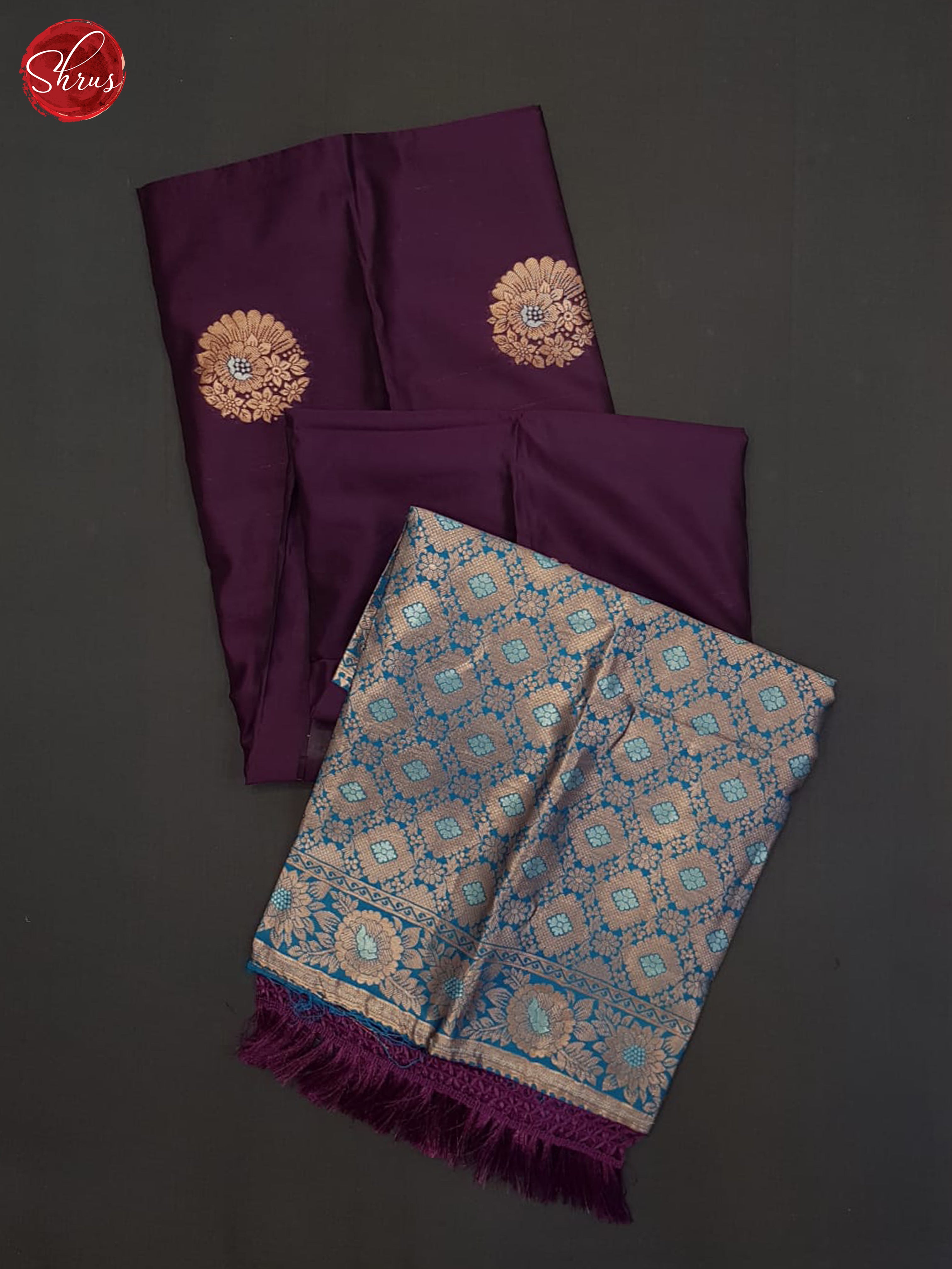 Wine And Blue-Semi soft silk saree - Shop on ShrusEternity.com