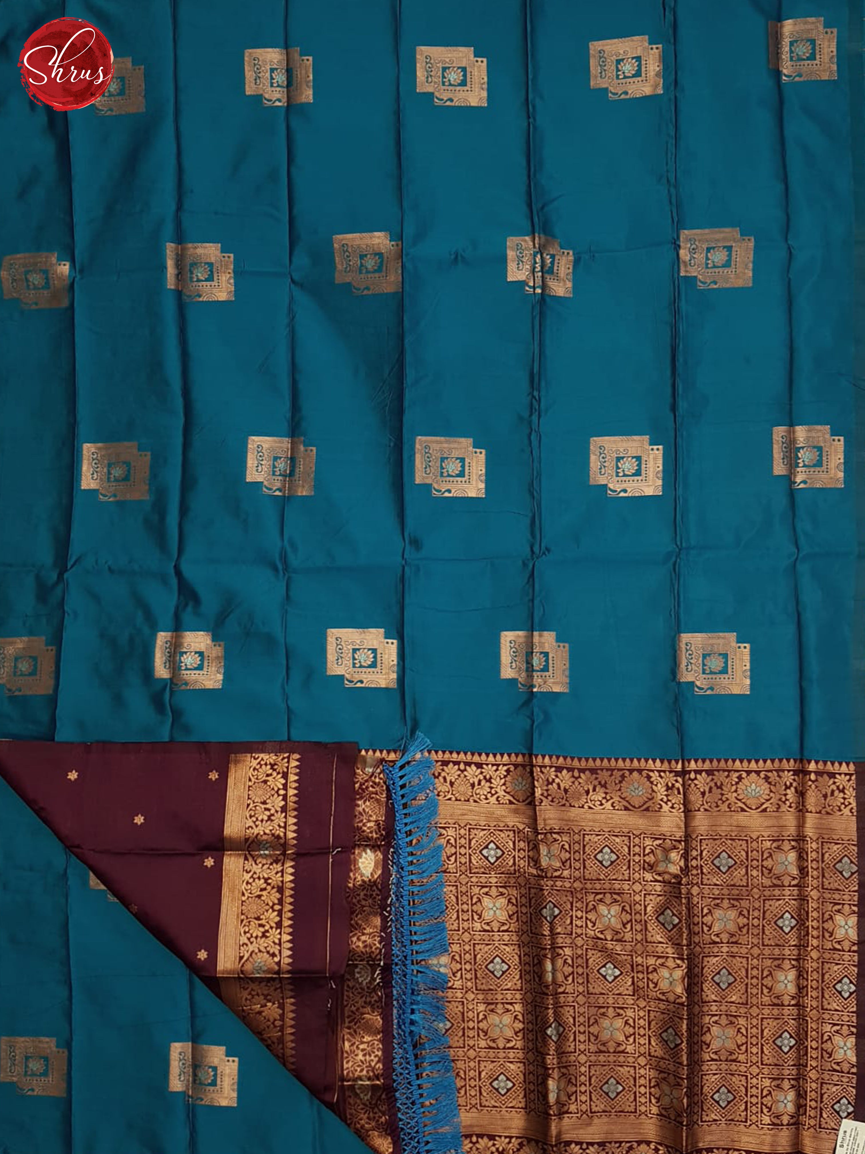 Blue And Wine- Semi soft silk saree - Shop on ShrusEternity.com
