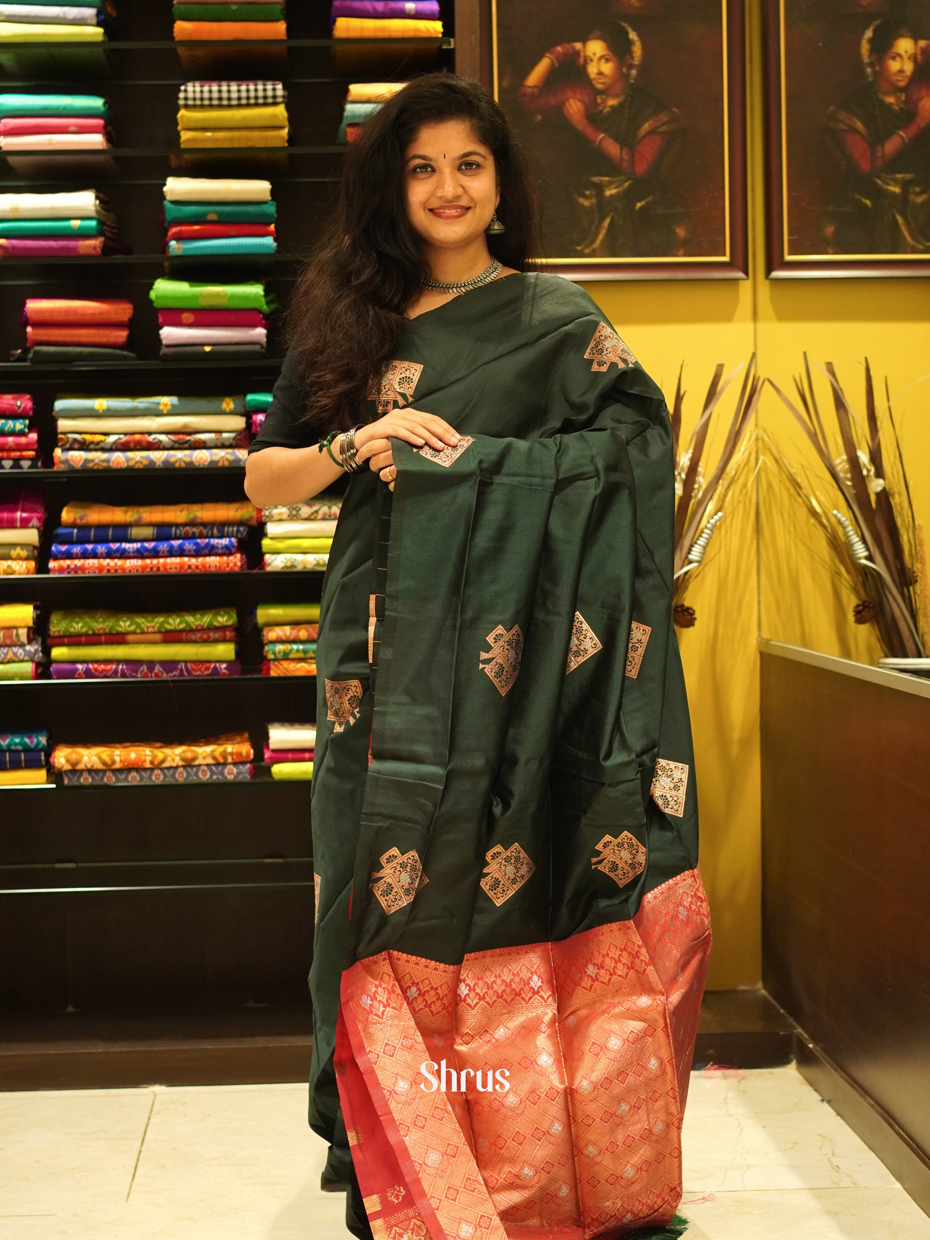 Green And Pink-Semi soft silk saree - Shop on ShrusEternity.com