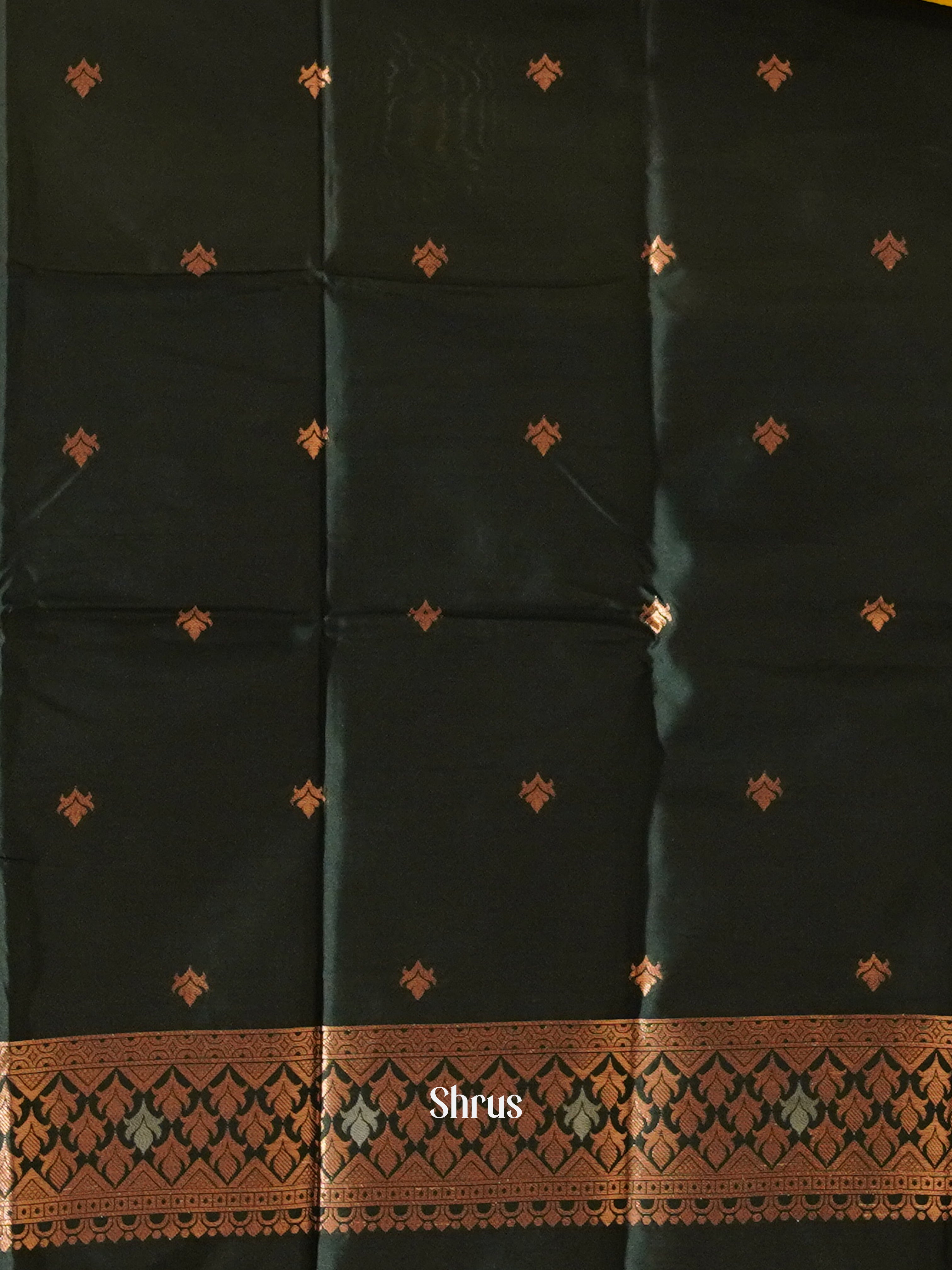 Mustard And Green-Semi soft silk saree - Shop on ShrusEternity.com