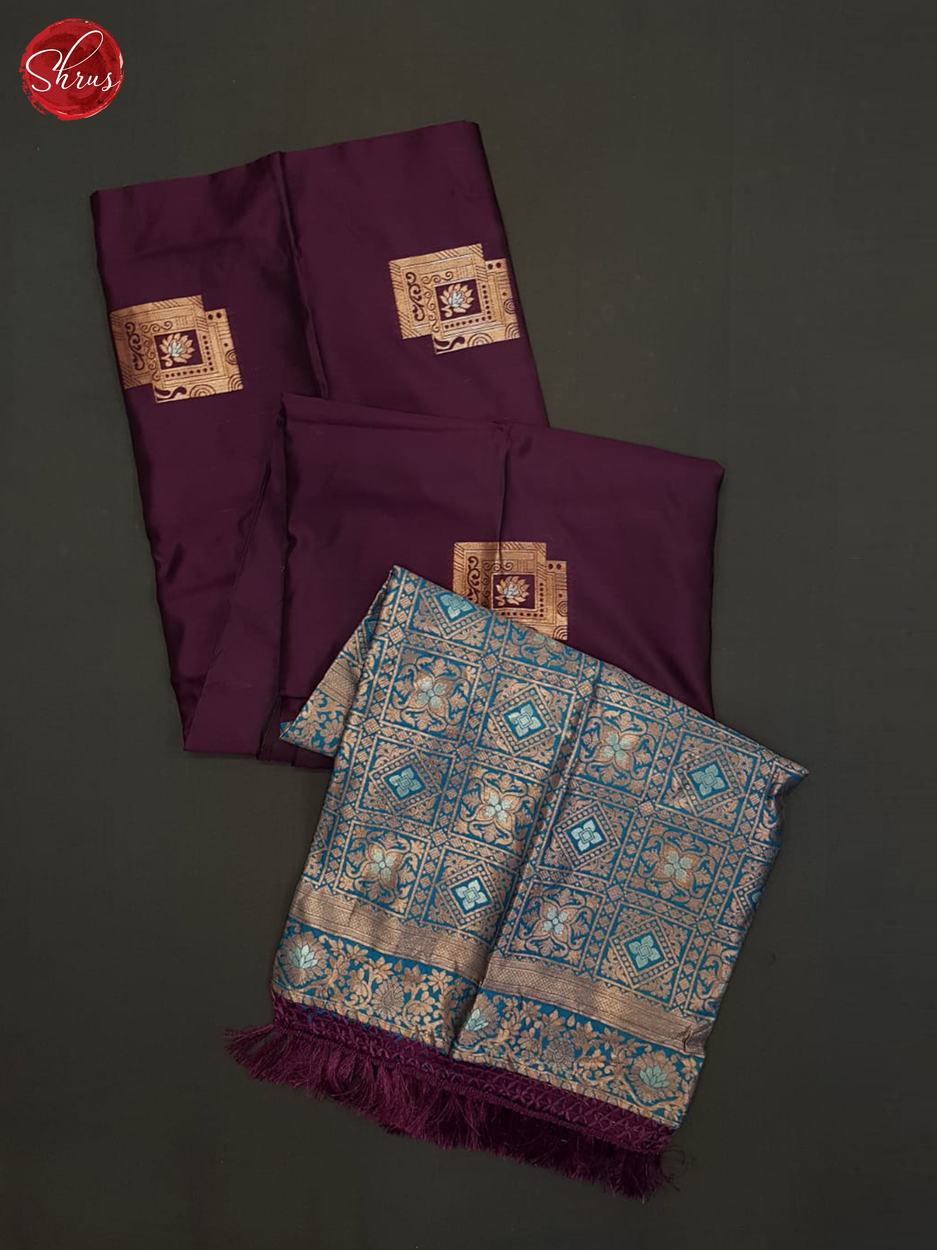 Wine And Blue-Semi soft silk saree - Shop on ShrusEternity.com
