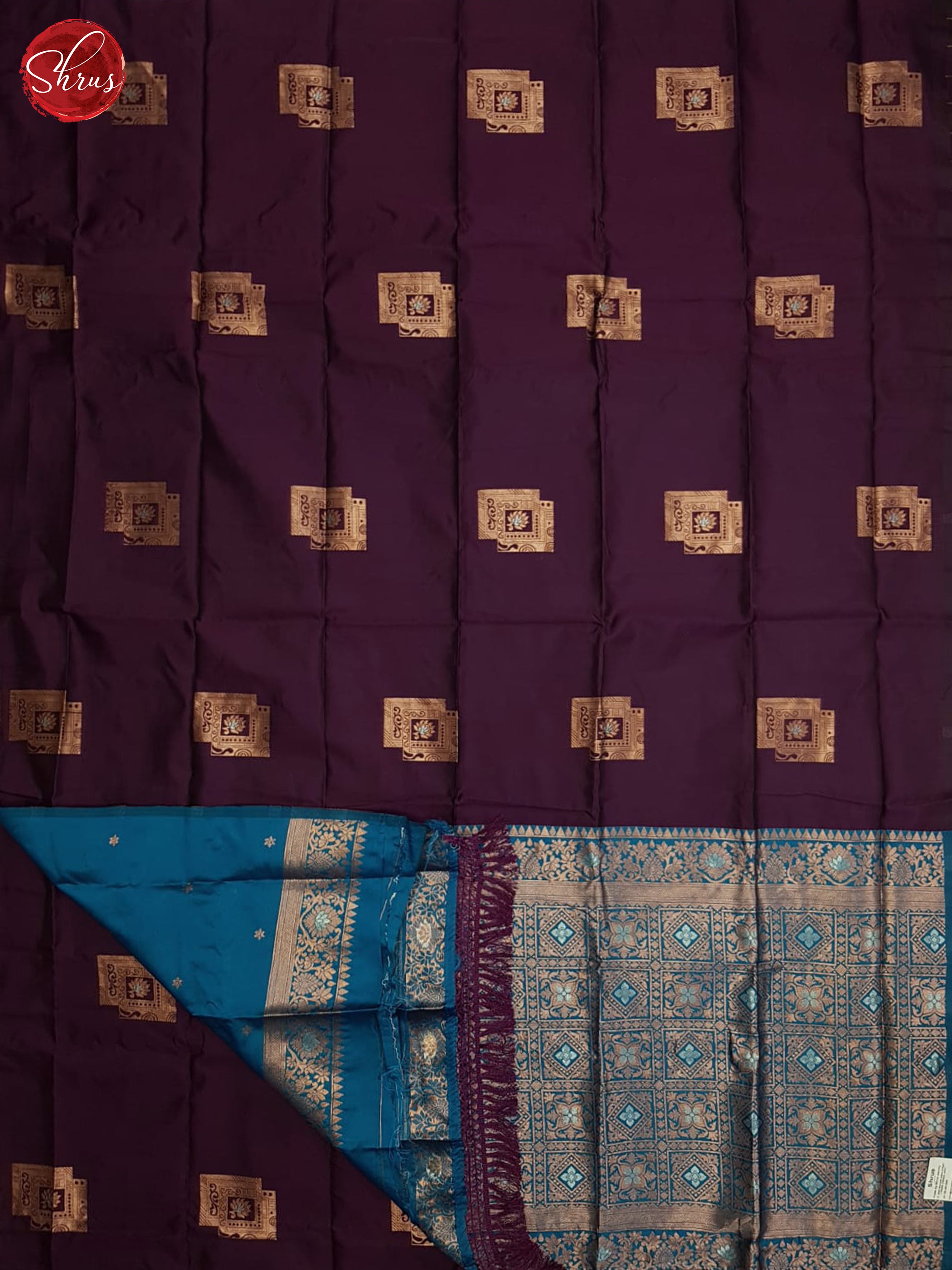Wine And Blue-Semi soft silk saree - Shop on ShrusEternity.com
