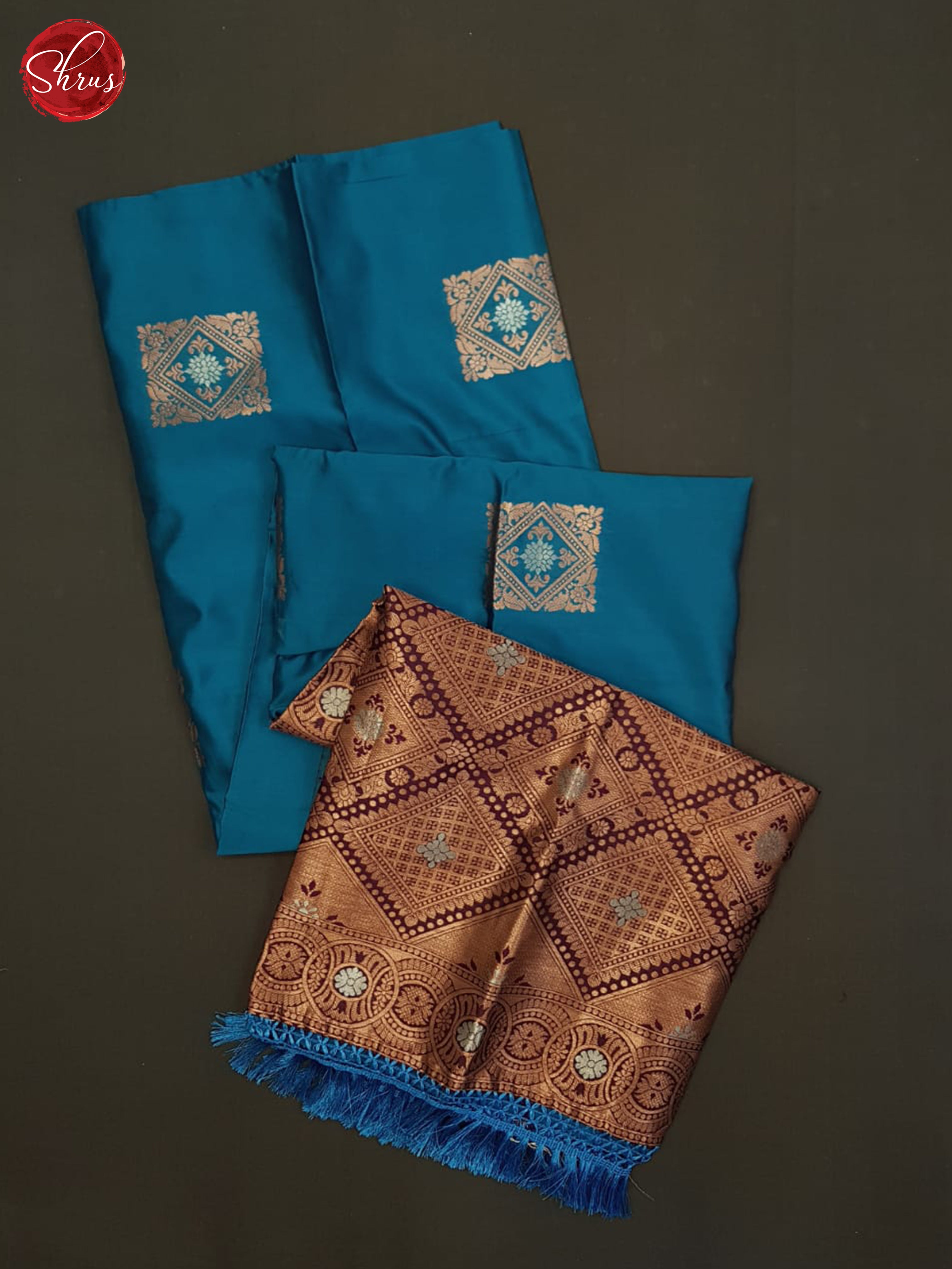 Blue And Wine-Semi soft silk saree - Shop on ShrusEternity.com