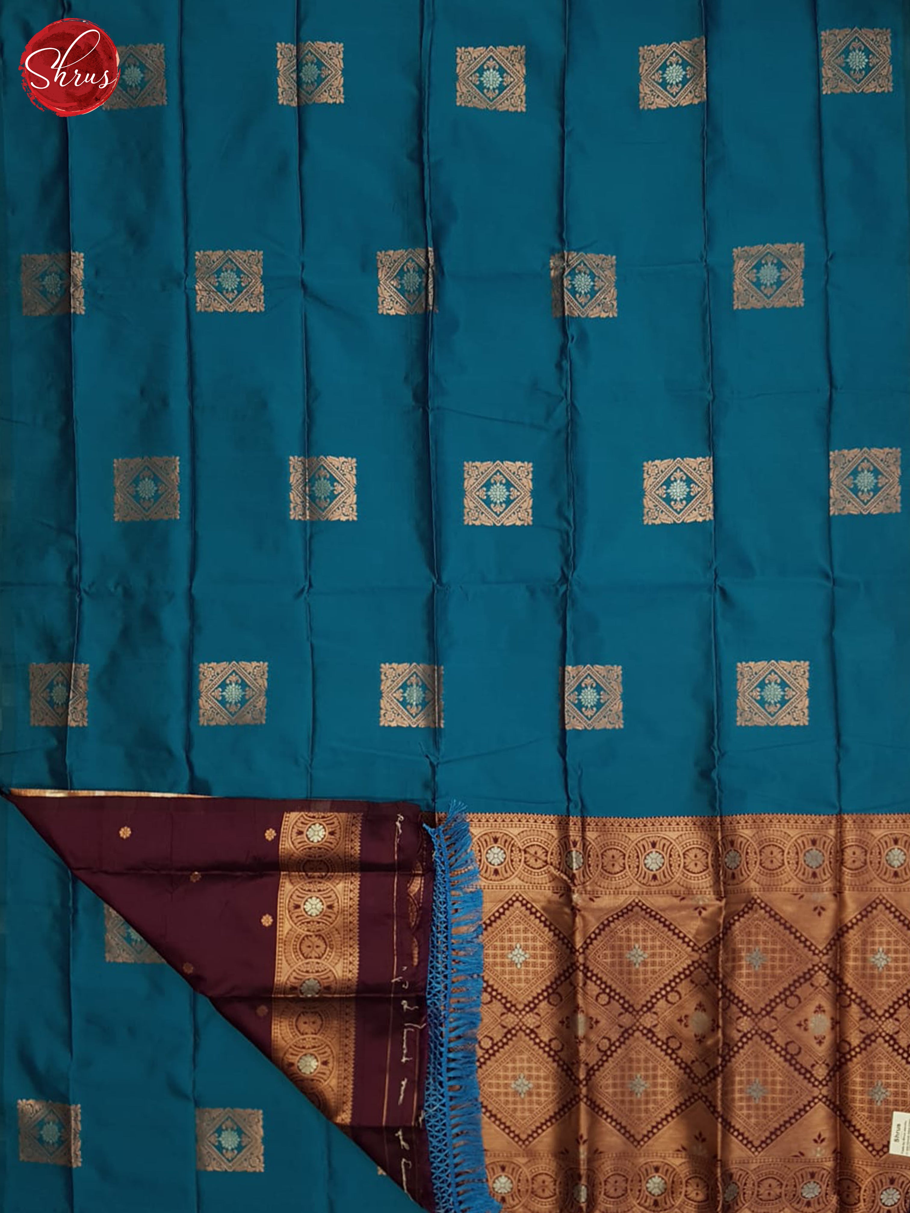 Blue And Wine-Semi soft silk saree - Shop on ShrusEternity.com