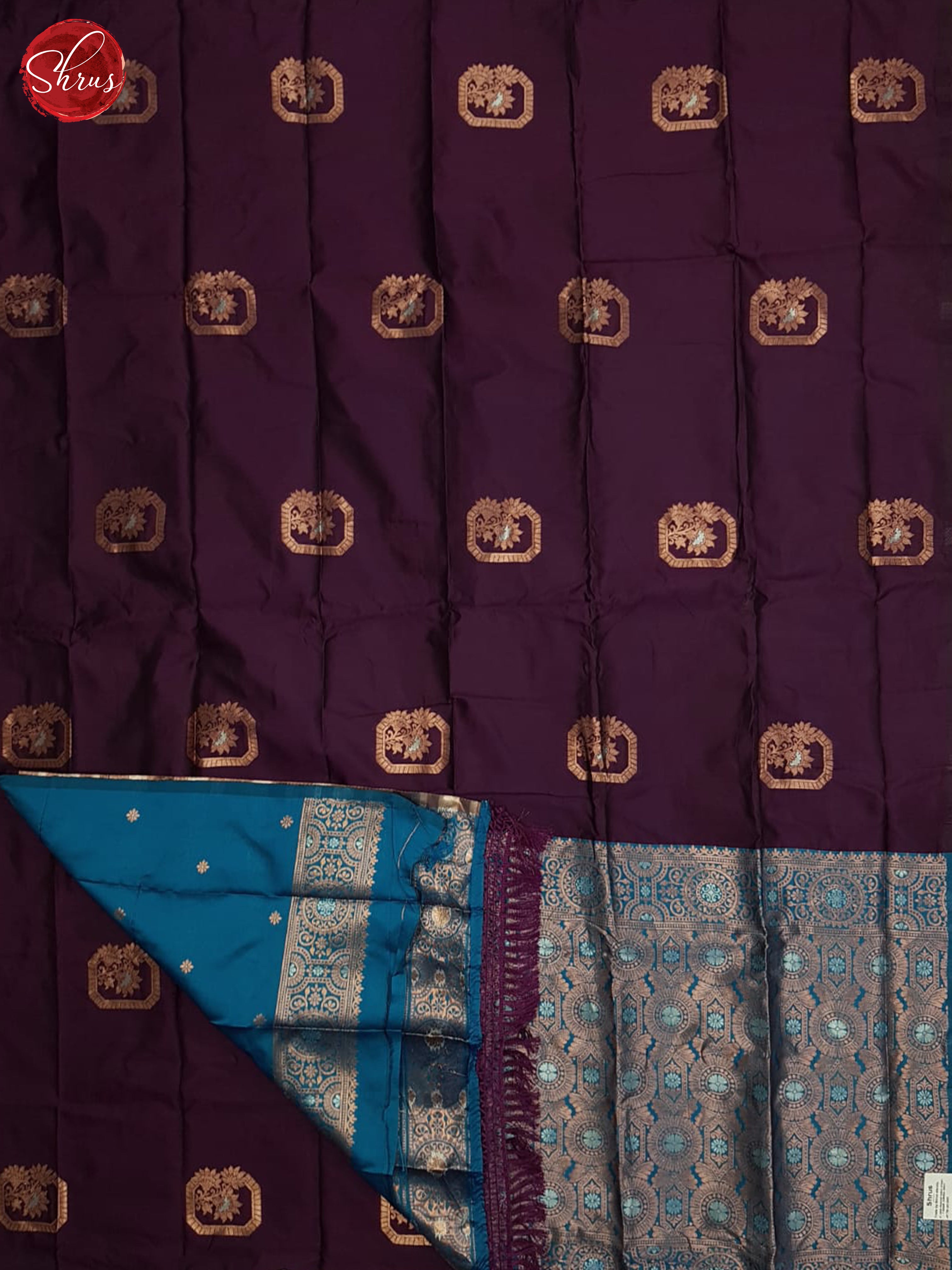 Wine And Blue-Semi soft silk saree - Shop on ShrusEternity.com