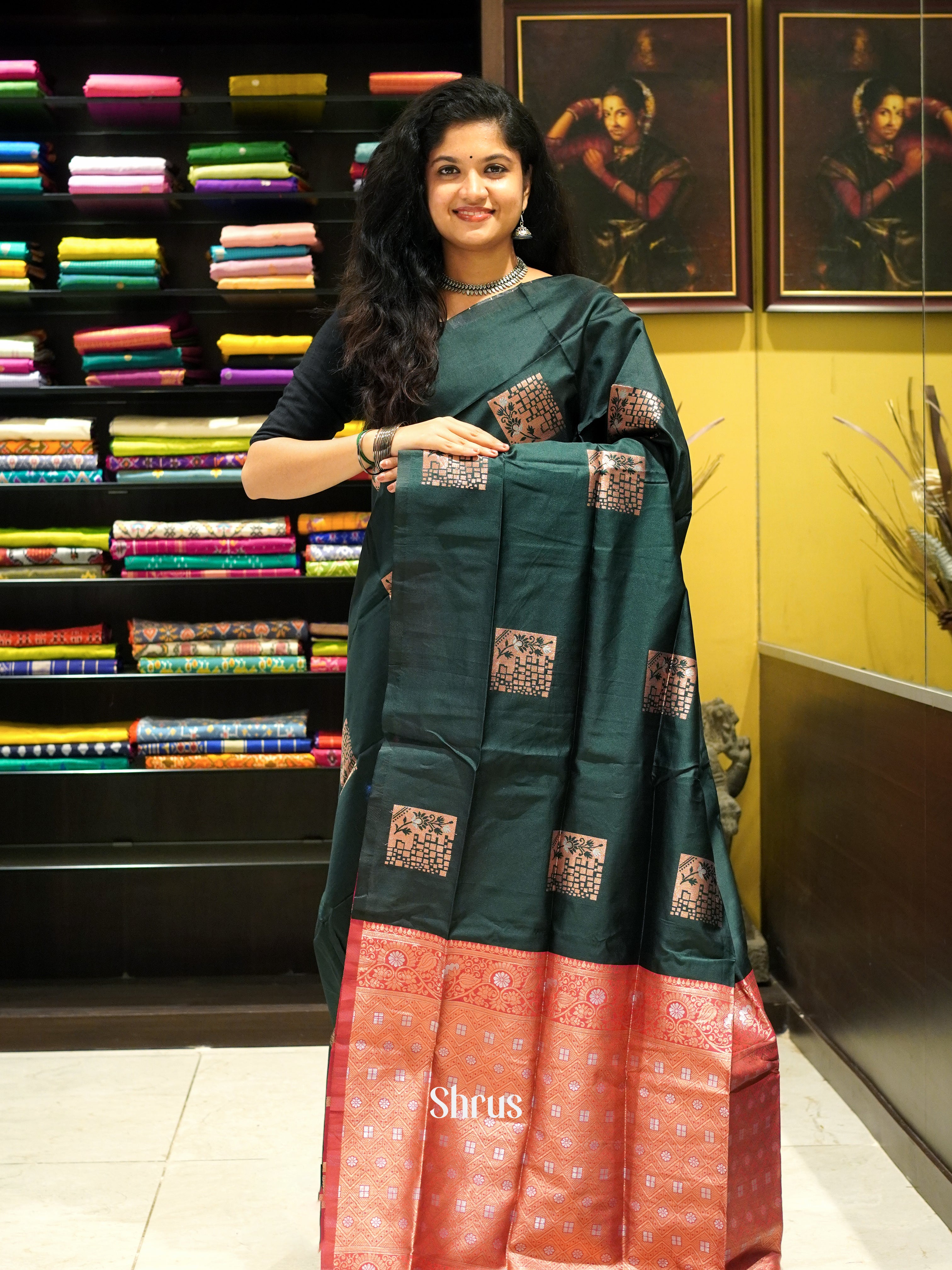 Green And Pink-Semi soft silk saree - Shop on ShrusEternity.com