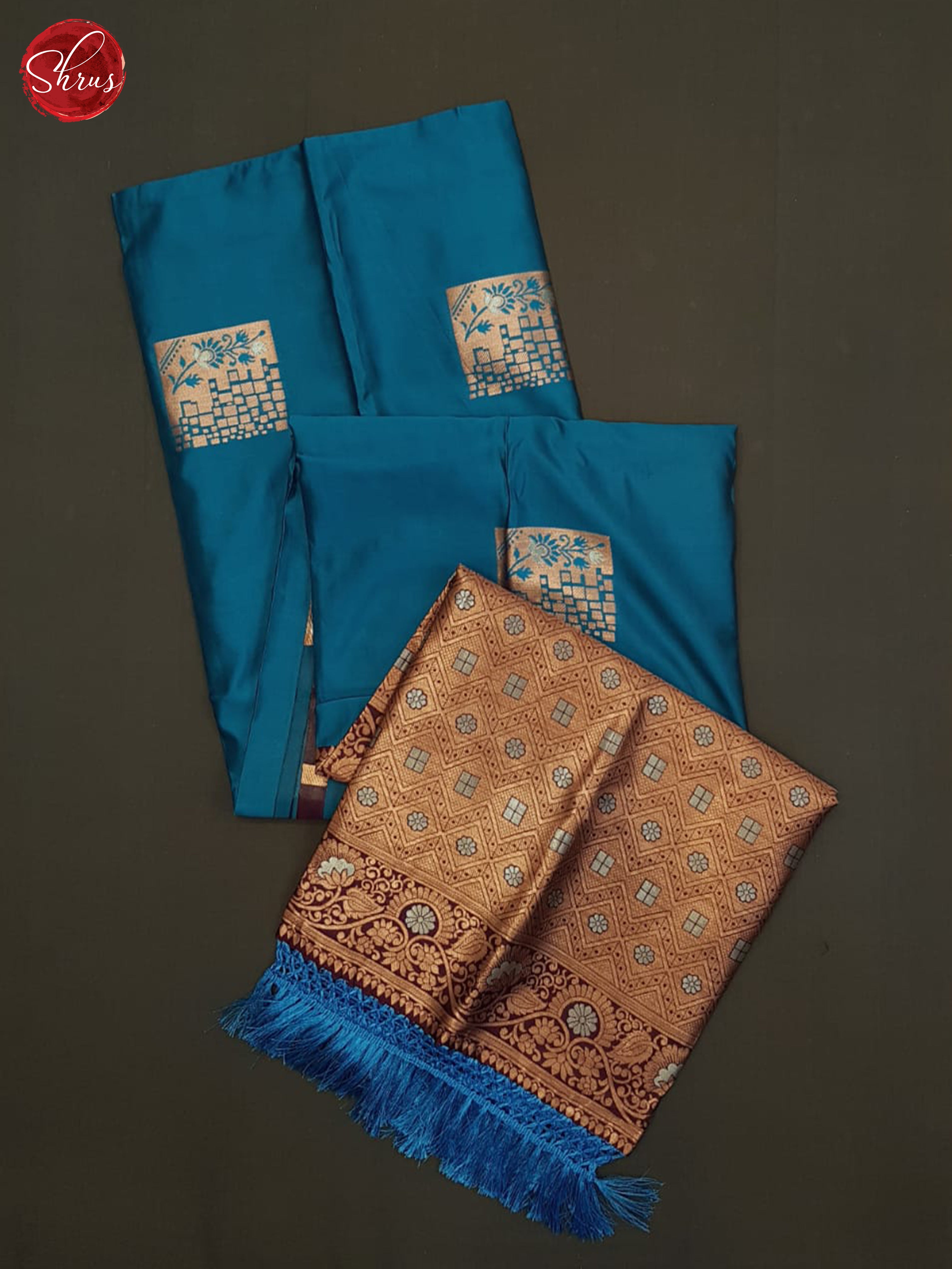 Blue And Wine-Semi soft silk saree - Shop on ShrusEternity.com