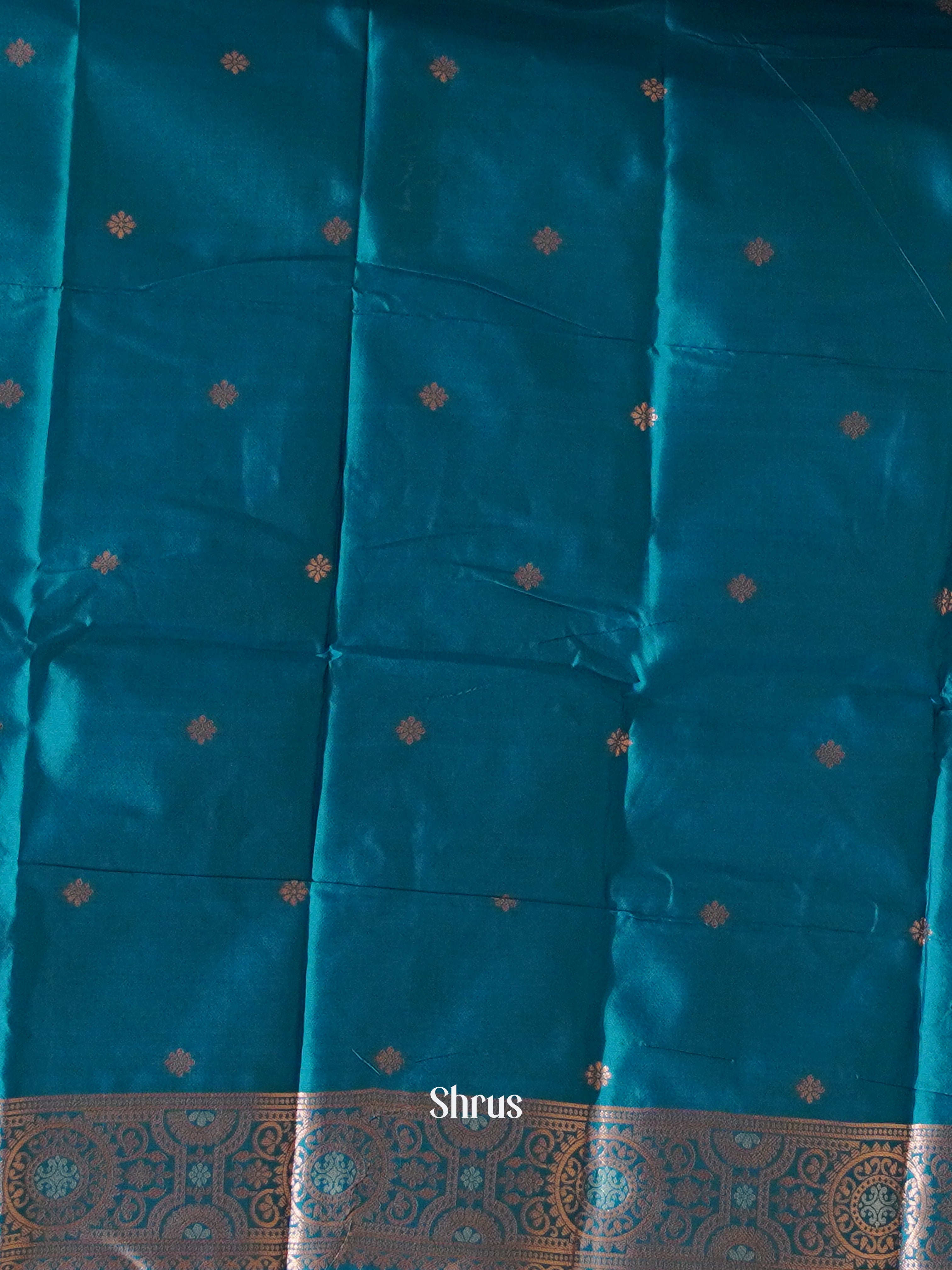 Green And Blue- Semi soft silk saree - Shop on ShrusEternity.com