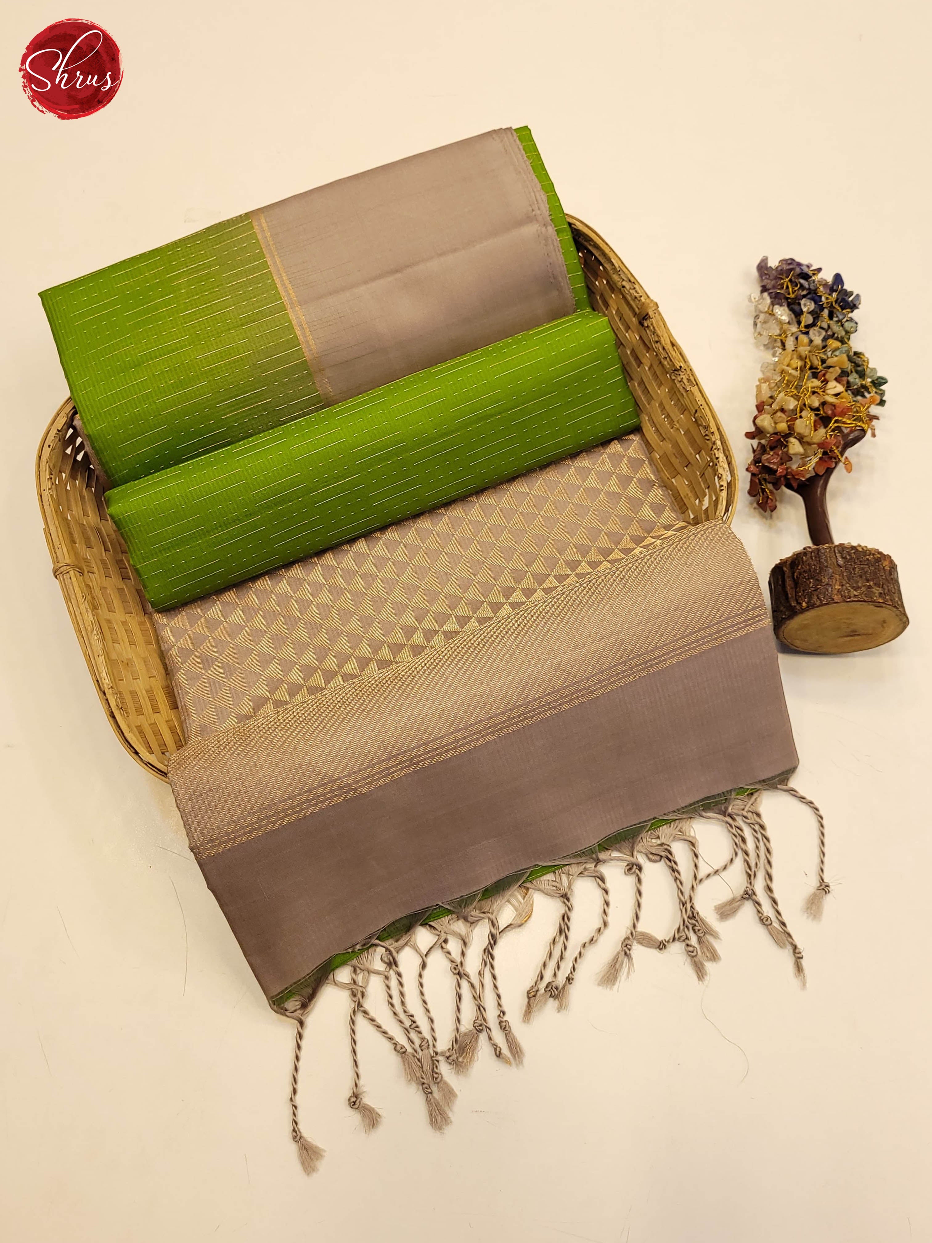 Green and Grey-Soft Silk Saree - Shop on ShrusEternity.com