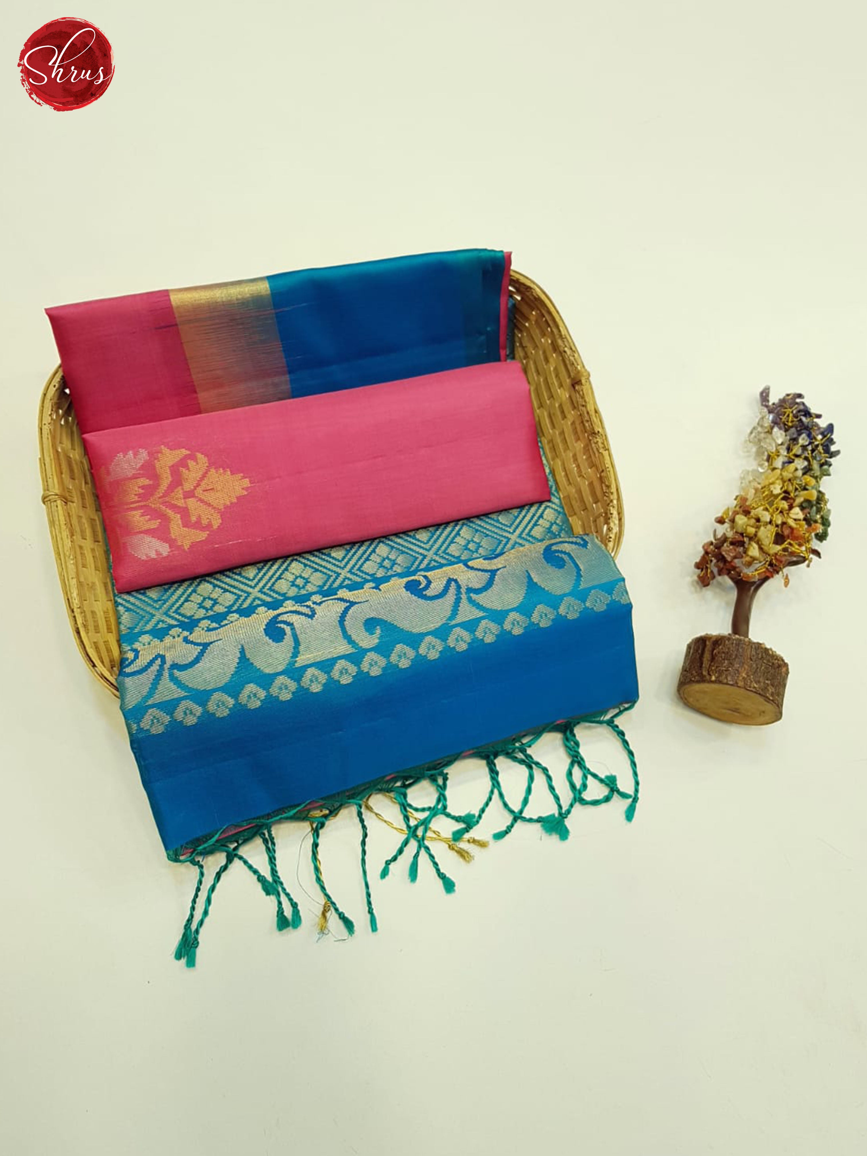 Pink And Blue-Soft silk saree - Shop on ShrusEternity.com