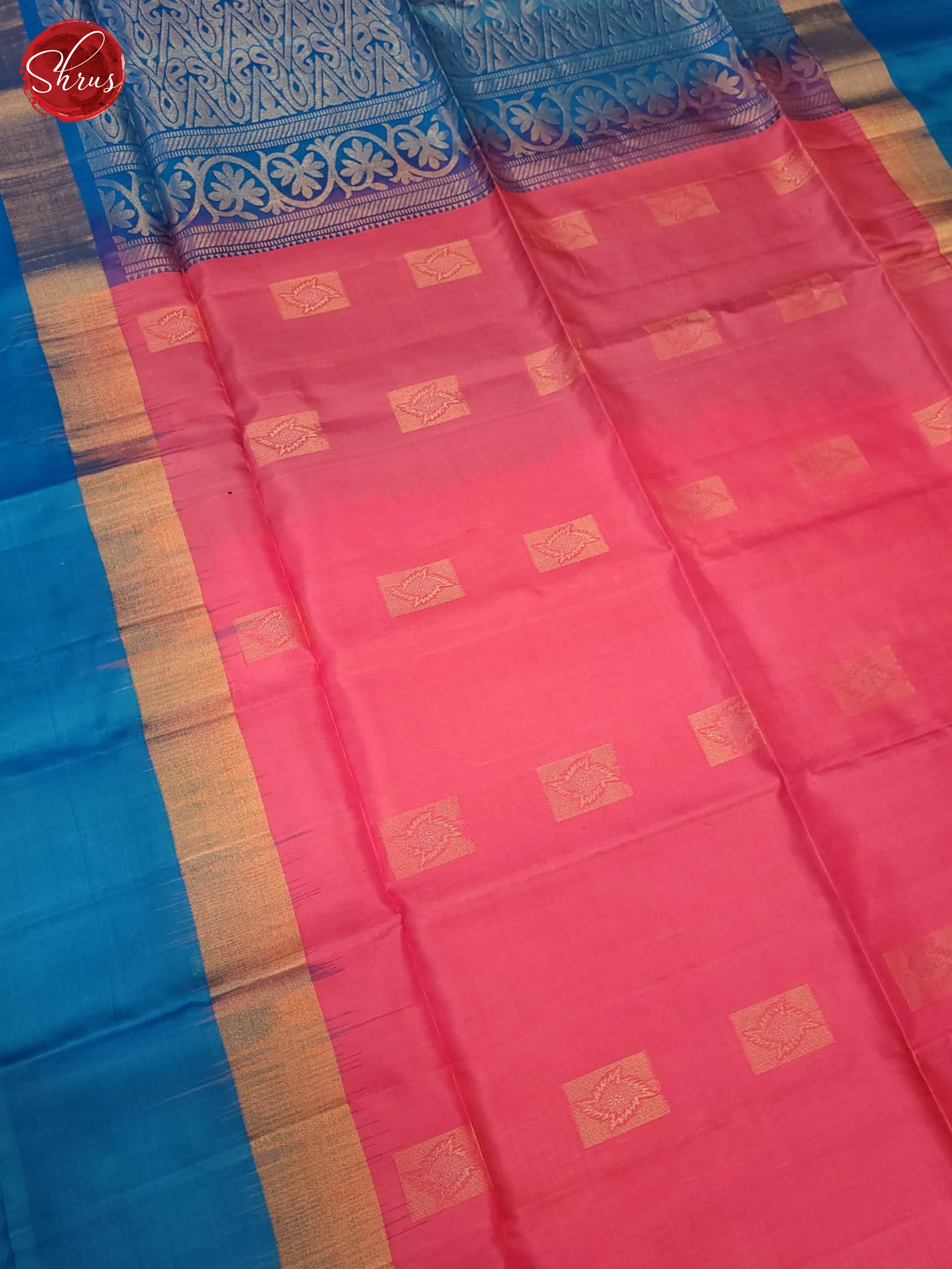Pink and Blue- Soft Silk Saree - Shop on ShrusEternity.com