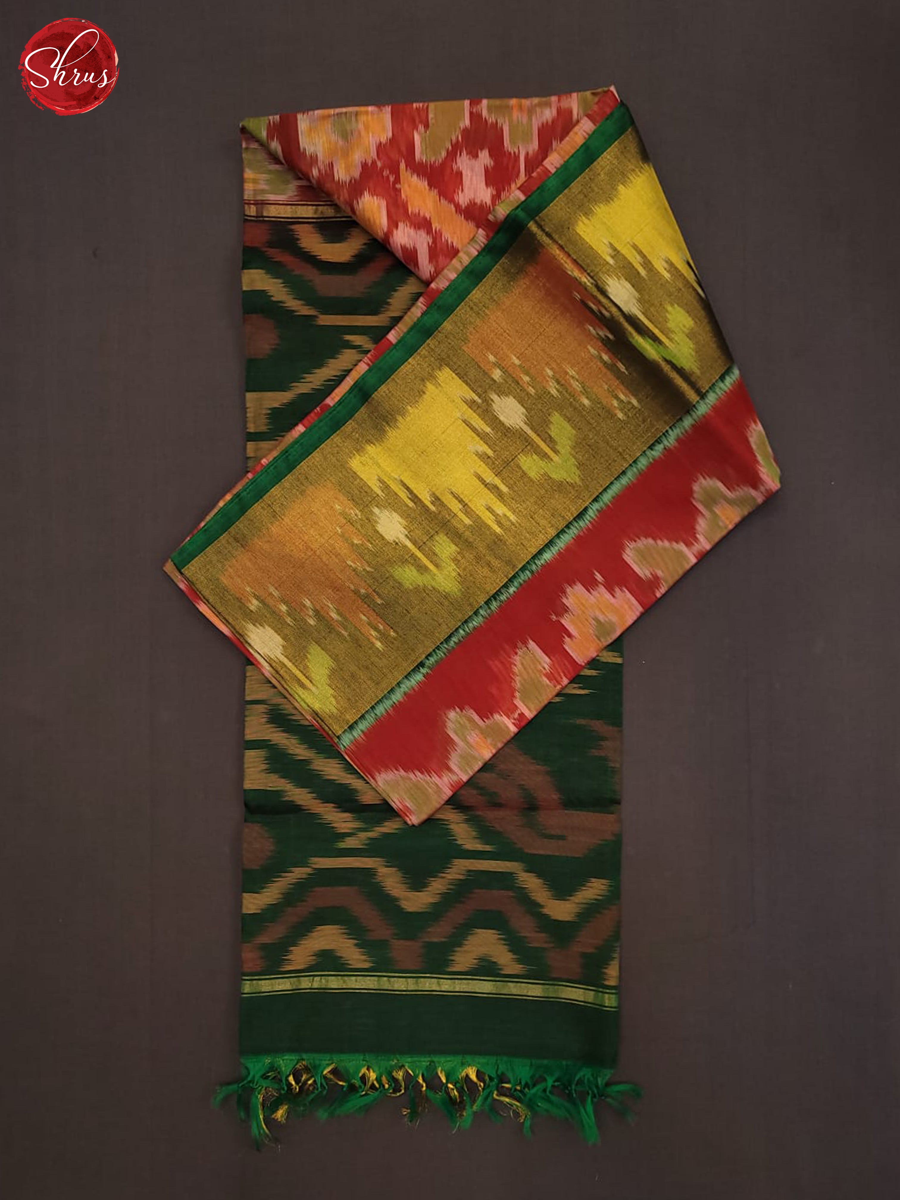 Red and Green-pochampally Silk Cotton Saree - Shop on ShrusEternity.com
