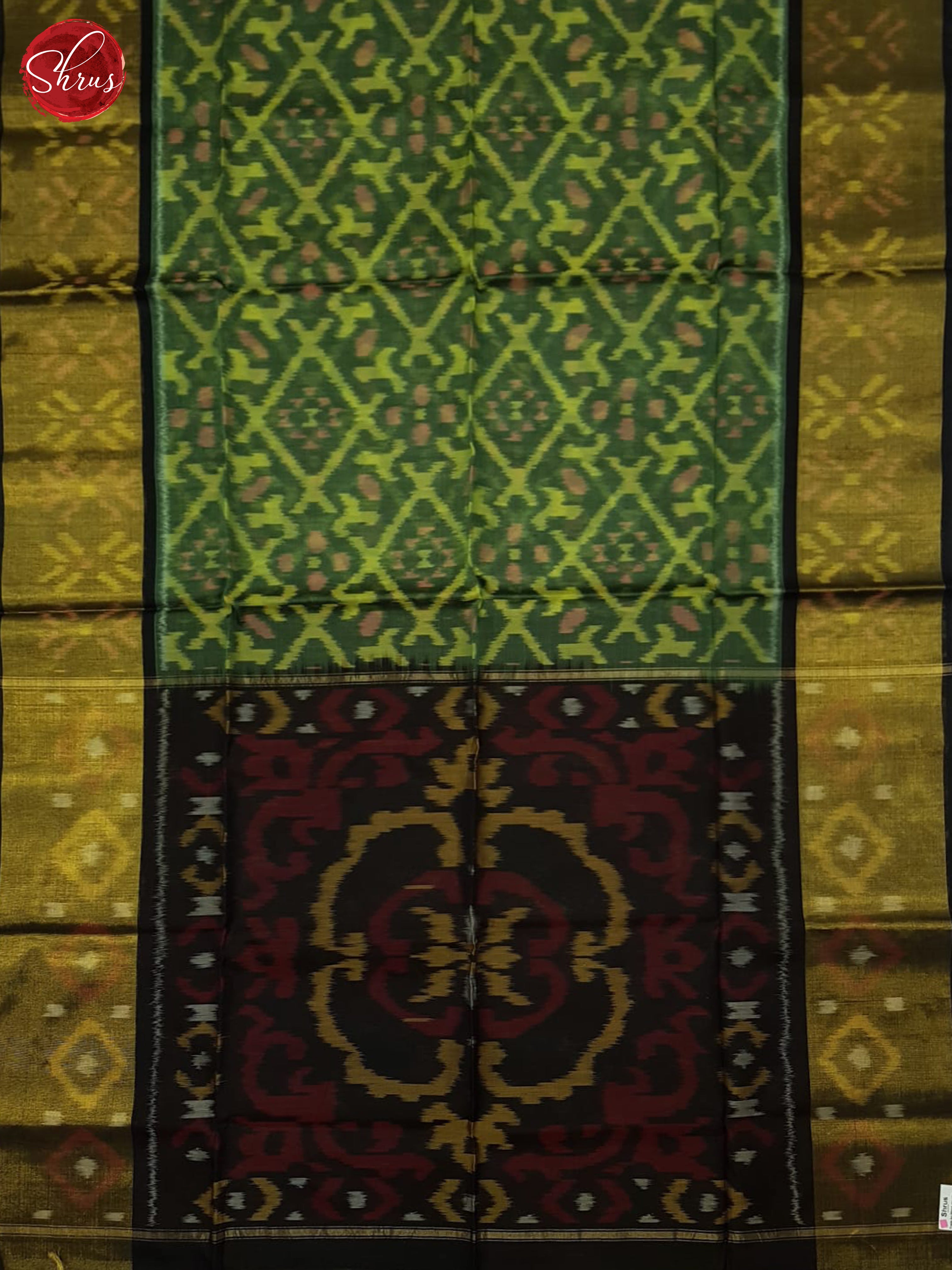 Green And Black-Pochampally Silk Cotton Saree - Shop on ShrusEternity.com