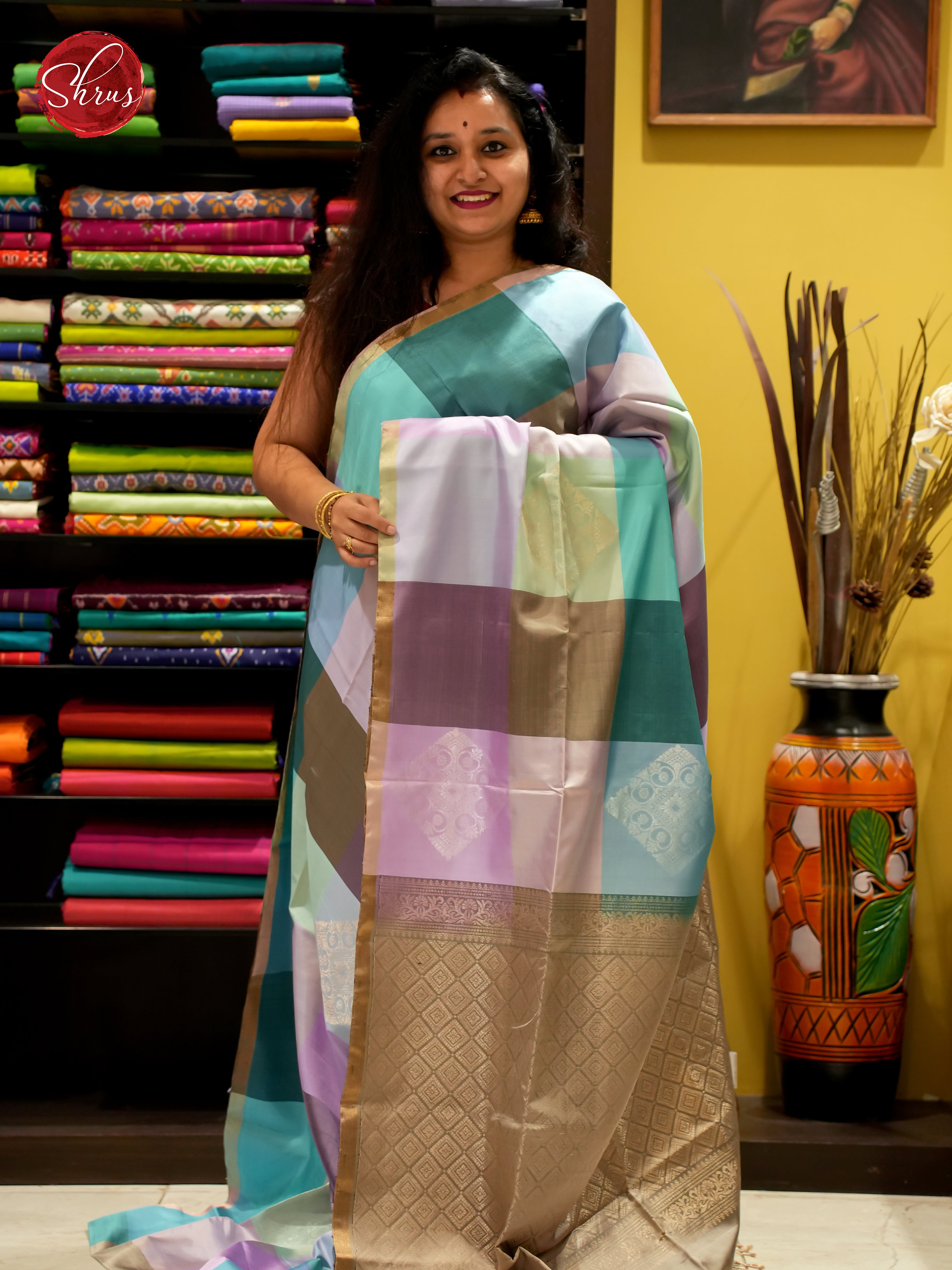 Multicolor and grey - Soft Silk Saree - Shop on ShrusEternity.com
