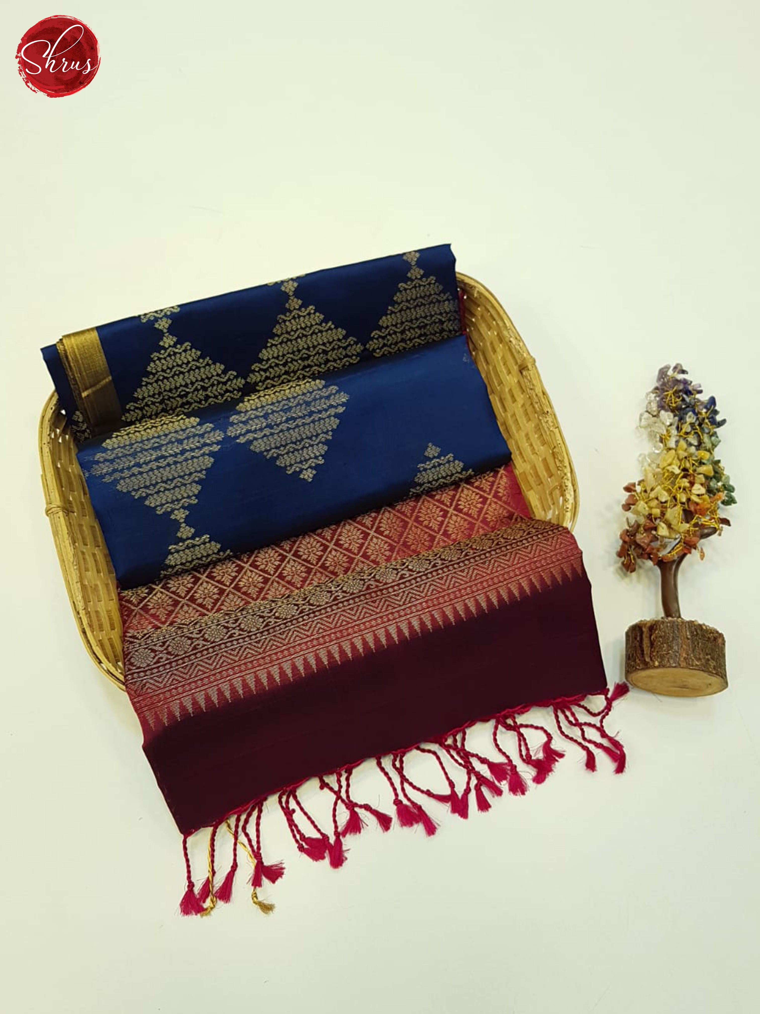 Blue and Maroon- Soft Silk Saree - Shop on ShrusEternity.com