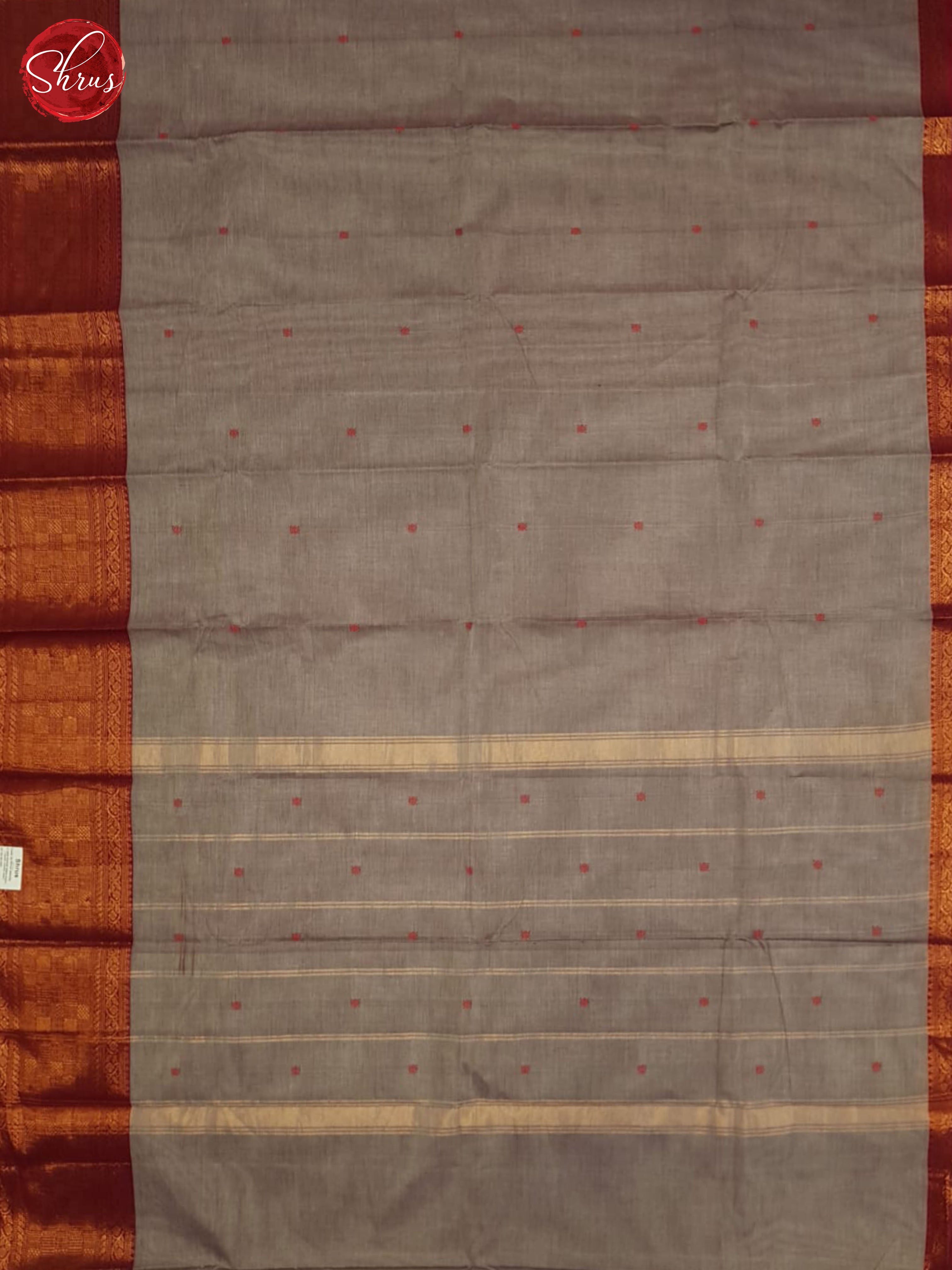Grey And Red- Chettinad Cotton Saree - Shop on ShrusEternity.com