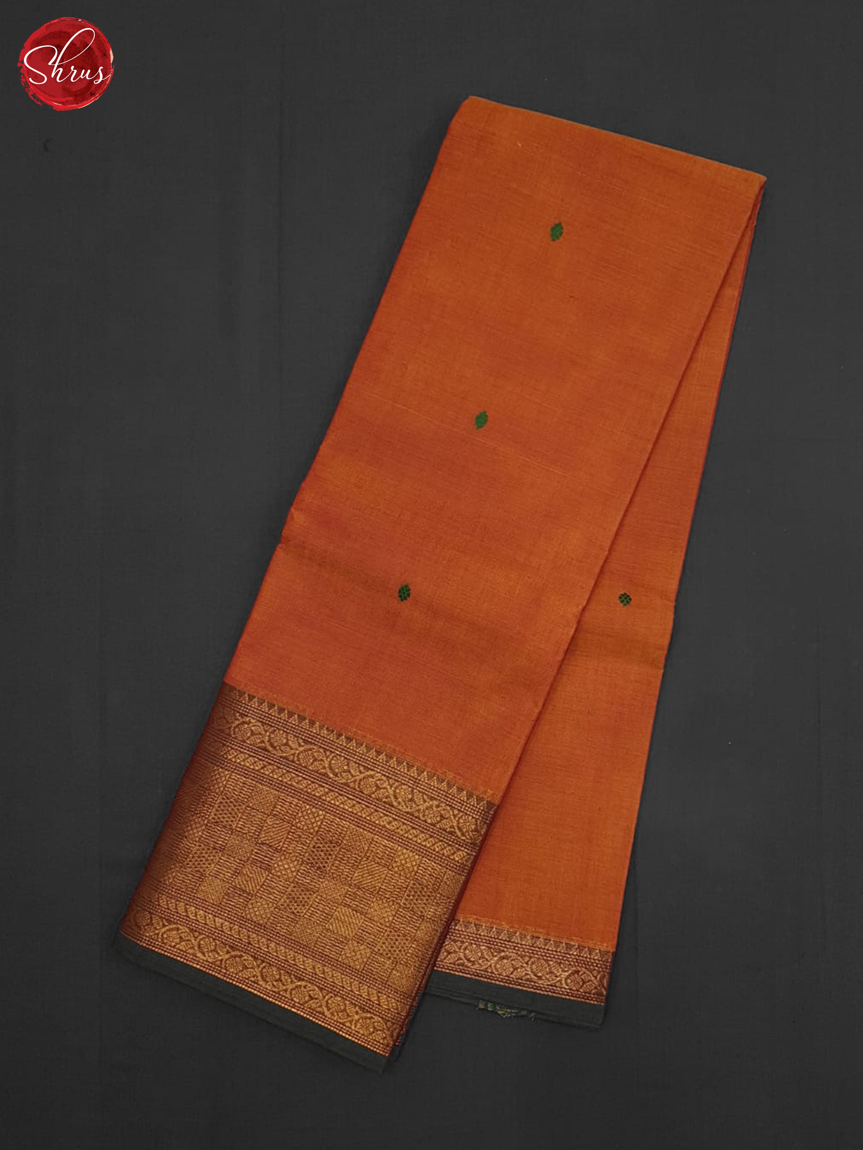 Orange And Green- Chettinad Cotton Saree - Shop on ShrusEternity.com
