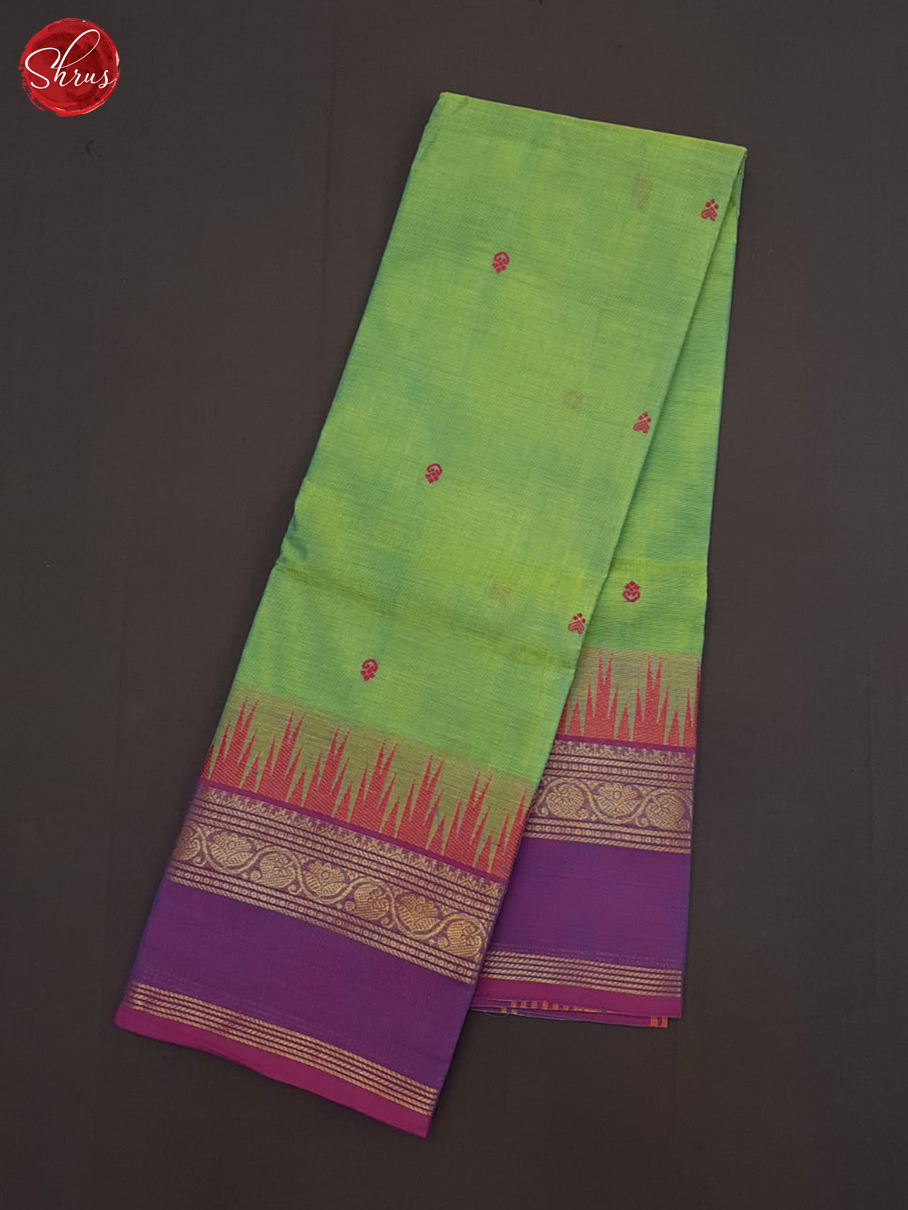 Green And Purple- Chettinad Cotton Sareee - Shop on ShrusEternity.com