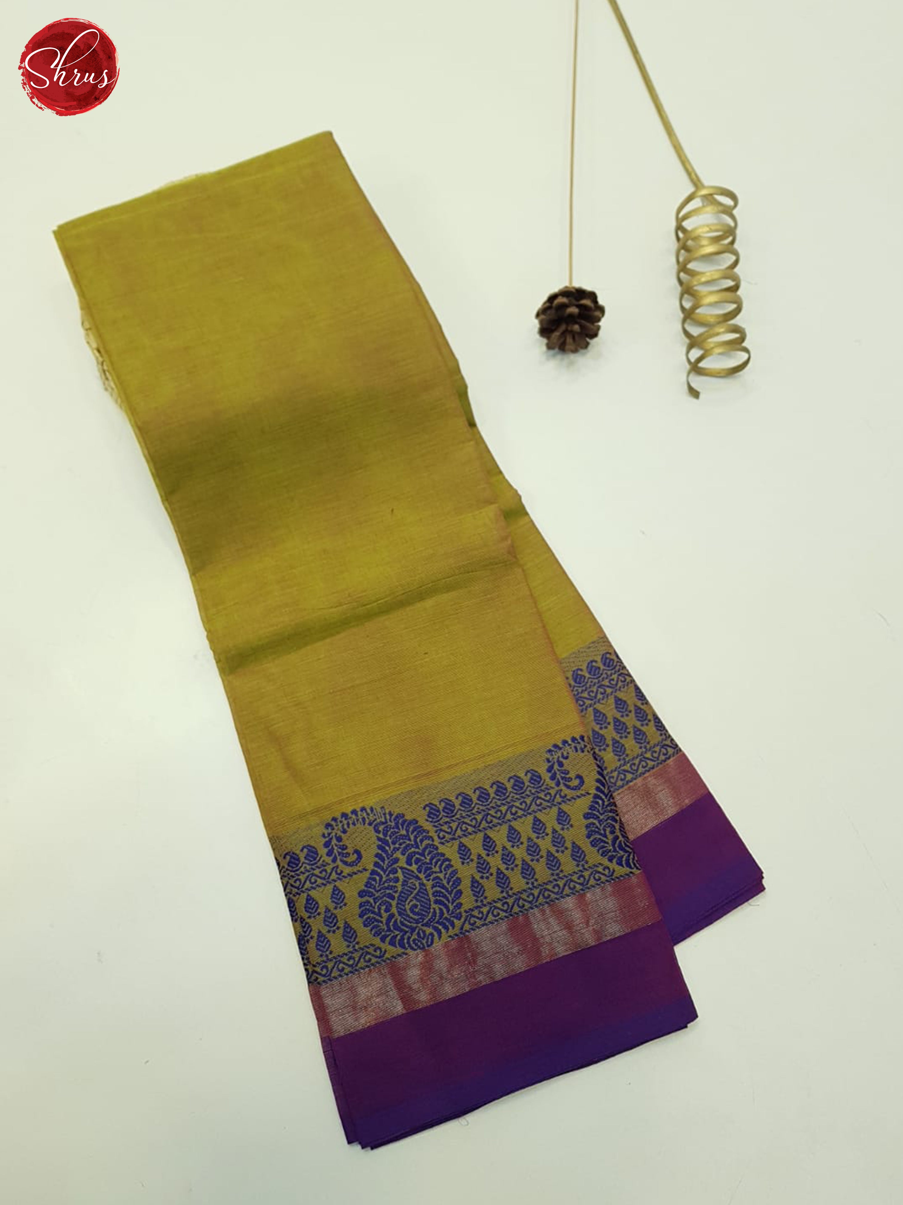 Green And Purple- Unstitched Chettinad Cotton top - Shop on ShrusEternity.com