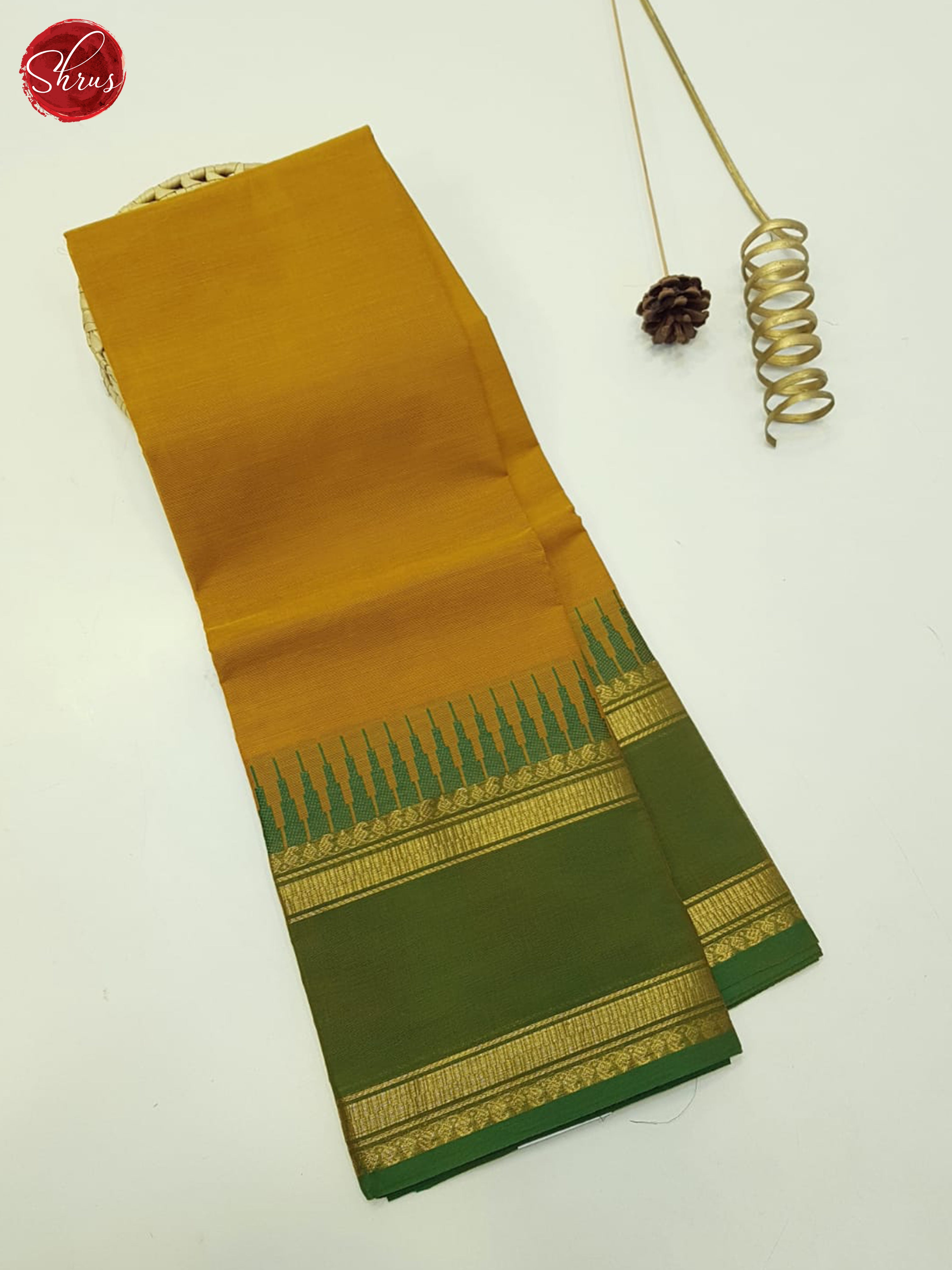 Mustard And Green- unstitched Chettinad cotton top - Shop on ShrusEternity.com