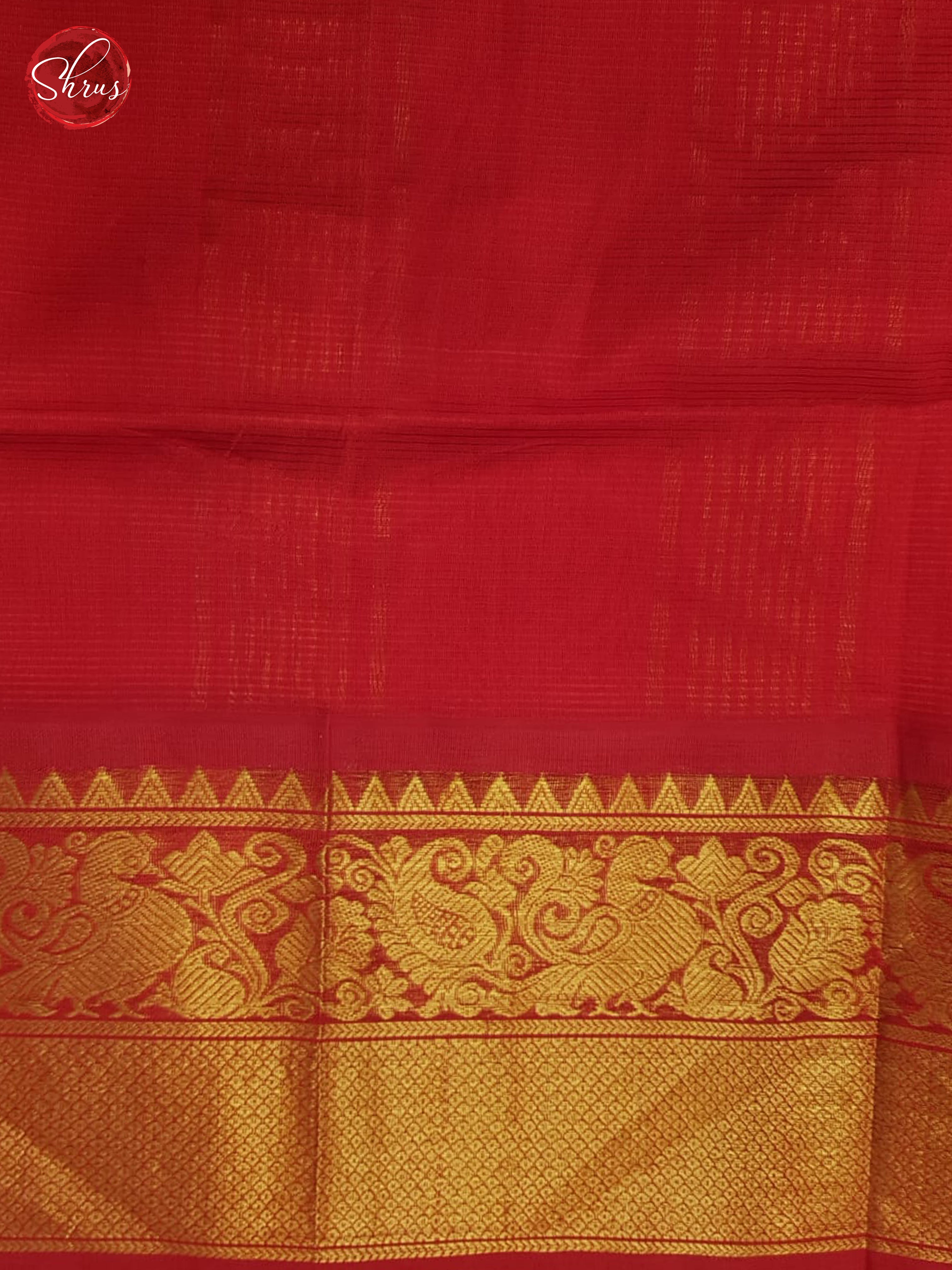 Orangish Pink And Red-Silk Cotton Saree - Shop on ShrusEternity.com