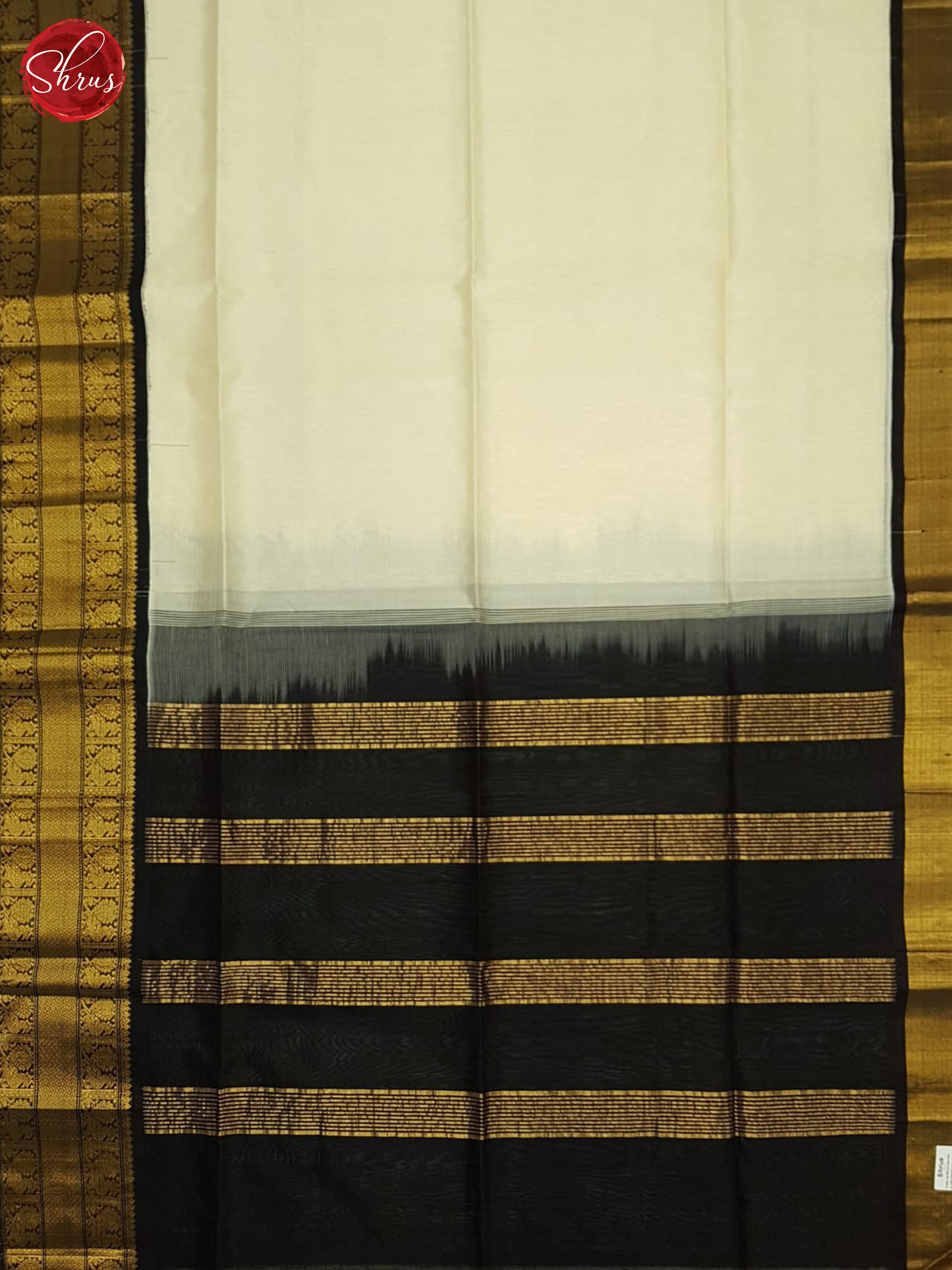 Cream And Black-Silk cotton saree - Shop on ShrusEternity.com