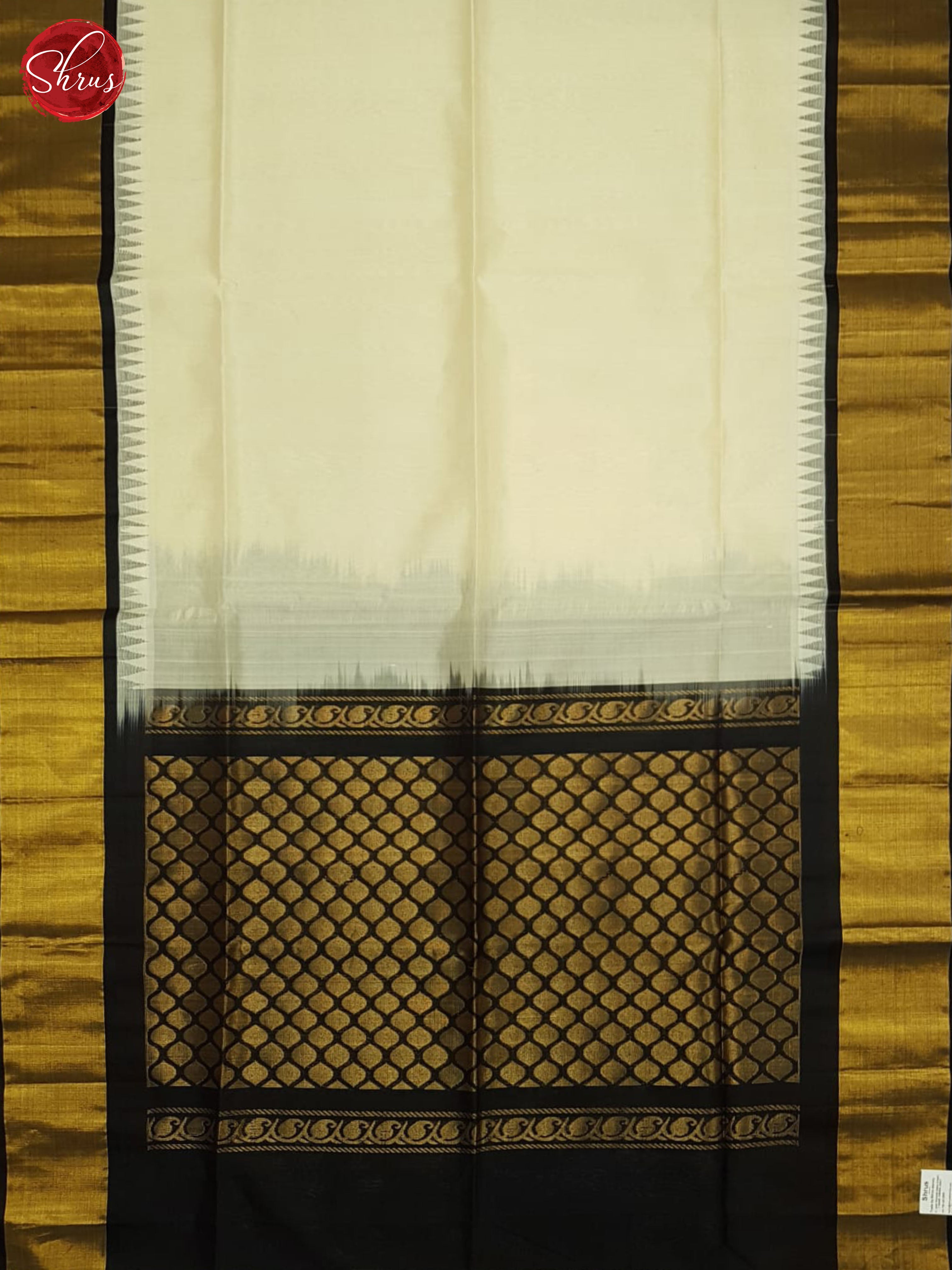 Cream And Black-Silk cotton saree - Shop on ShrusEternity.com