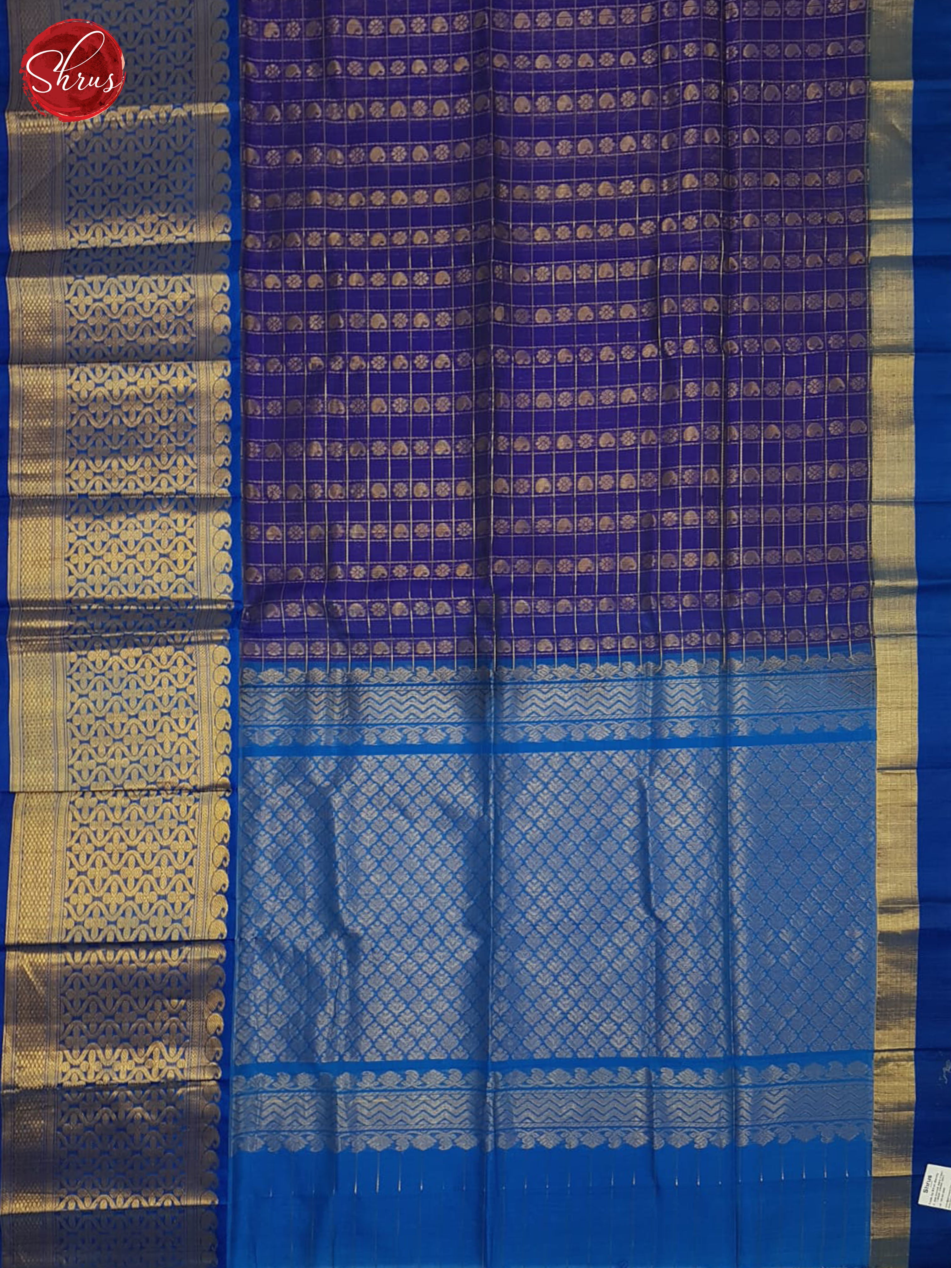 Dark Blue And Blue-Silk cottonn saree - Shop on ShrusEternity.com