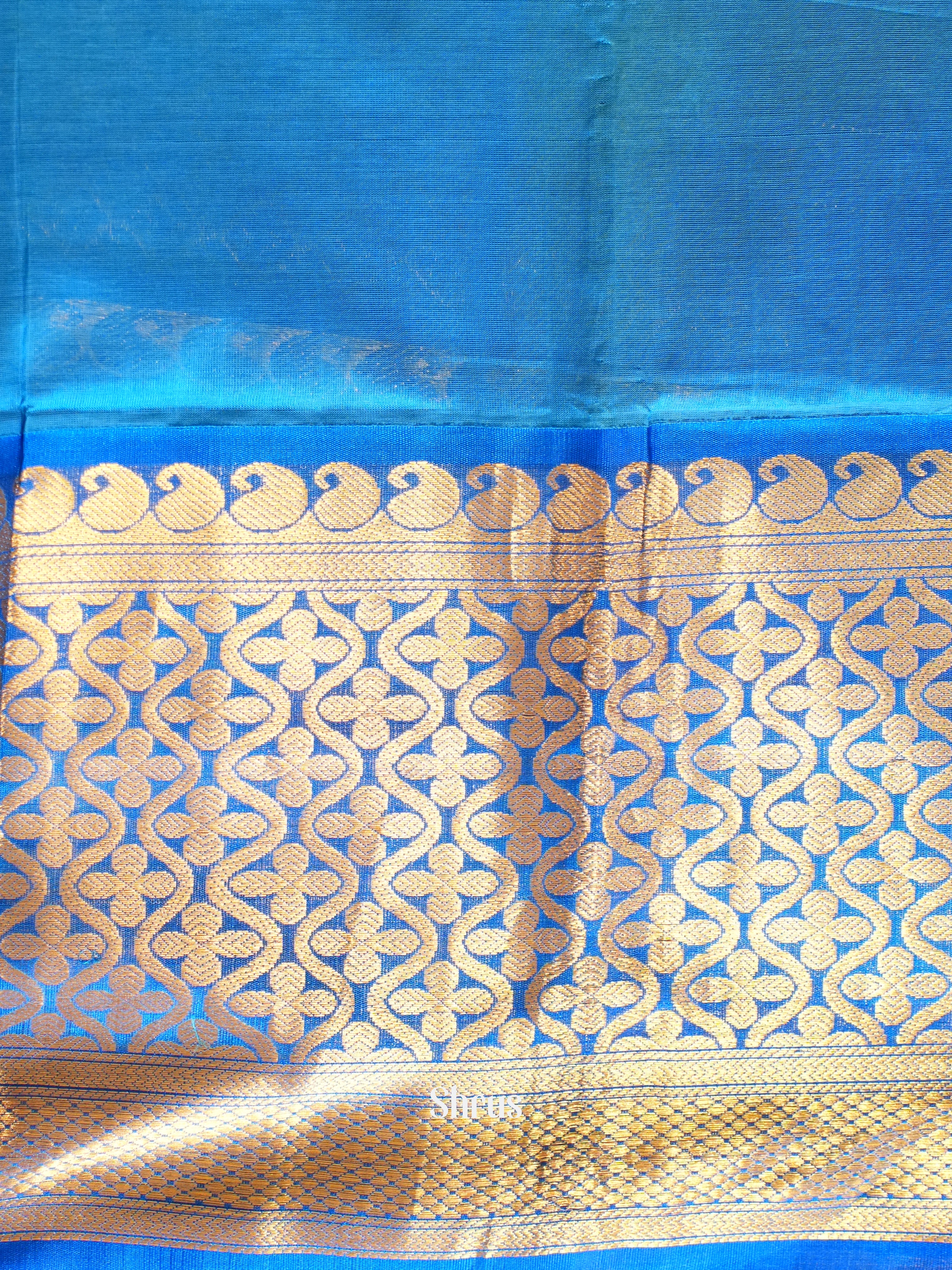 Dark Blue And Blue-Silk cottonn saree - Shop on ShrusEternity.com