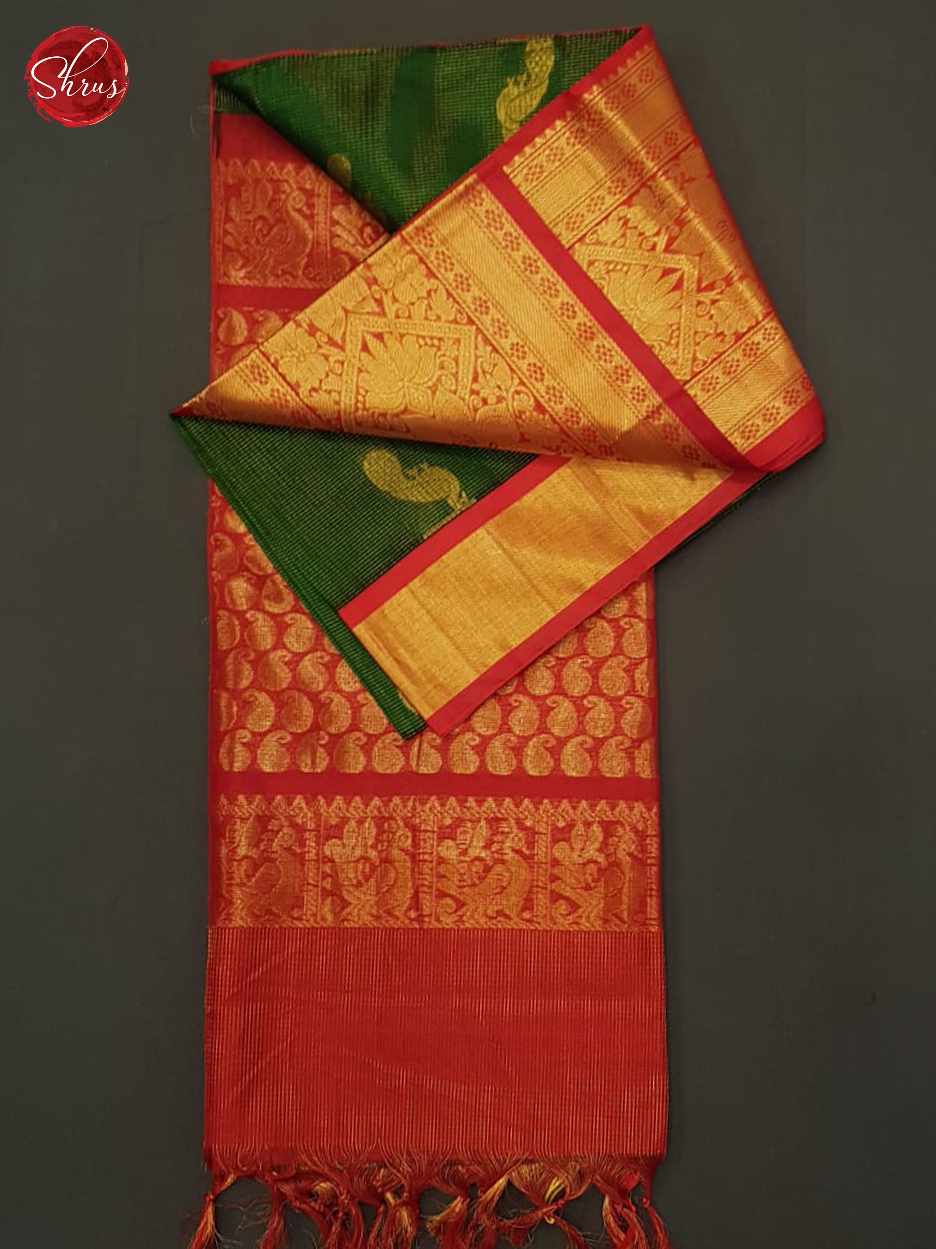 Green And Red- Silk Cotton Saree - Shop on ShrusEternity.com