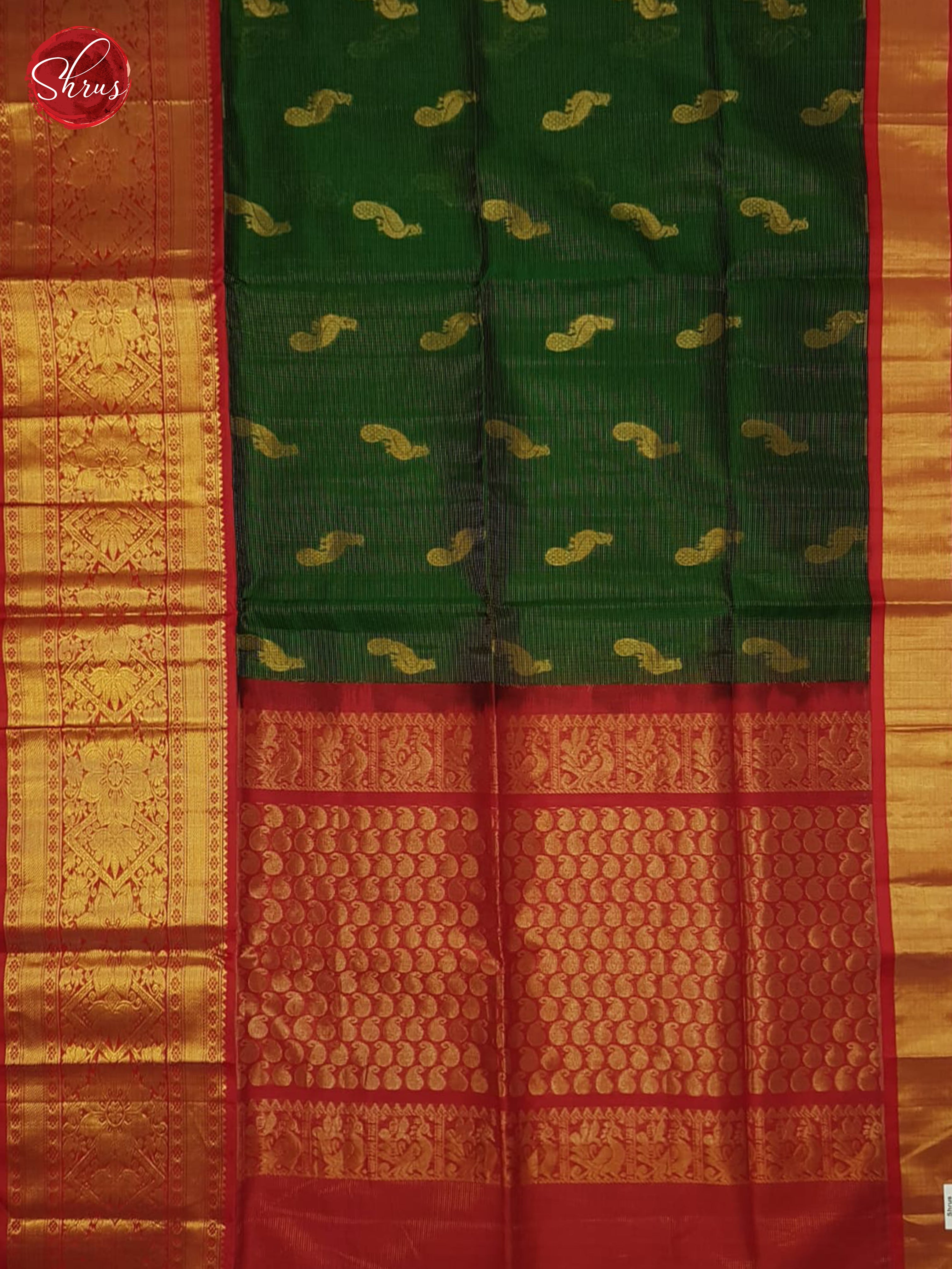 Green And Red- Silk Cotton Saree - Shop on ShrusEternity.com