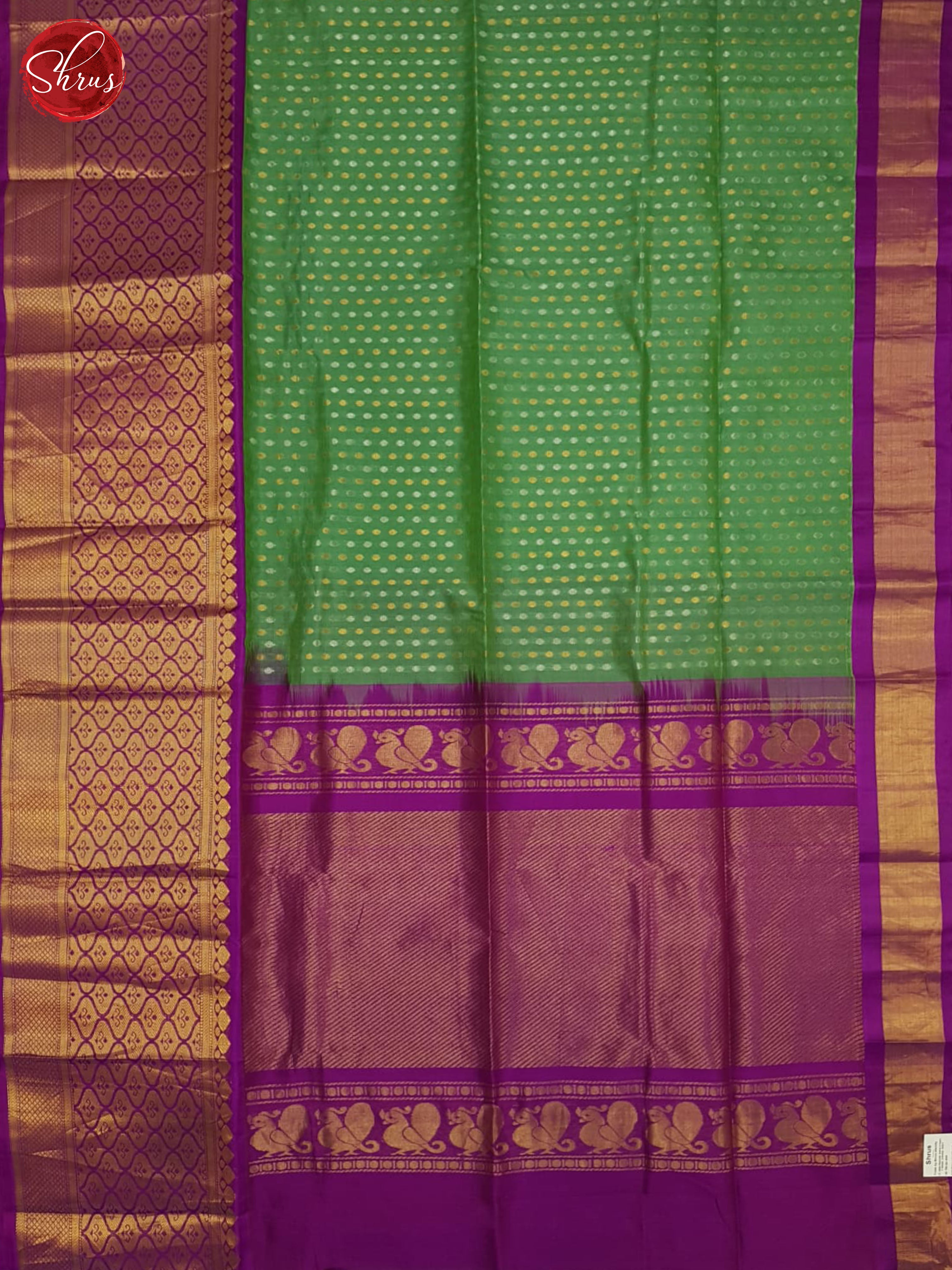 Green And Purple-Silk cotton saree - Shop on ShrusEternity.com