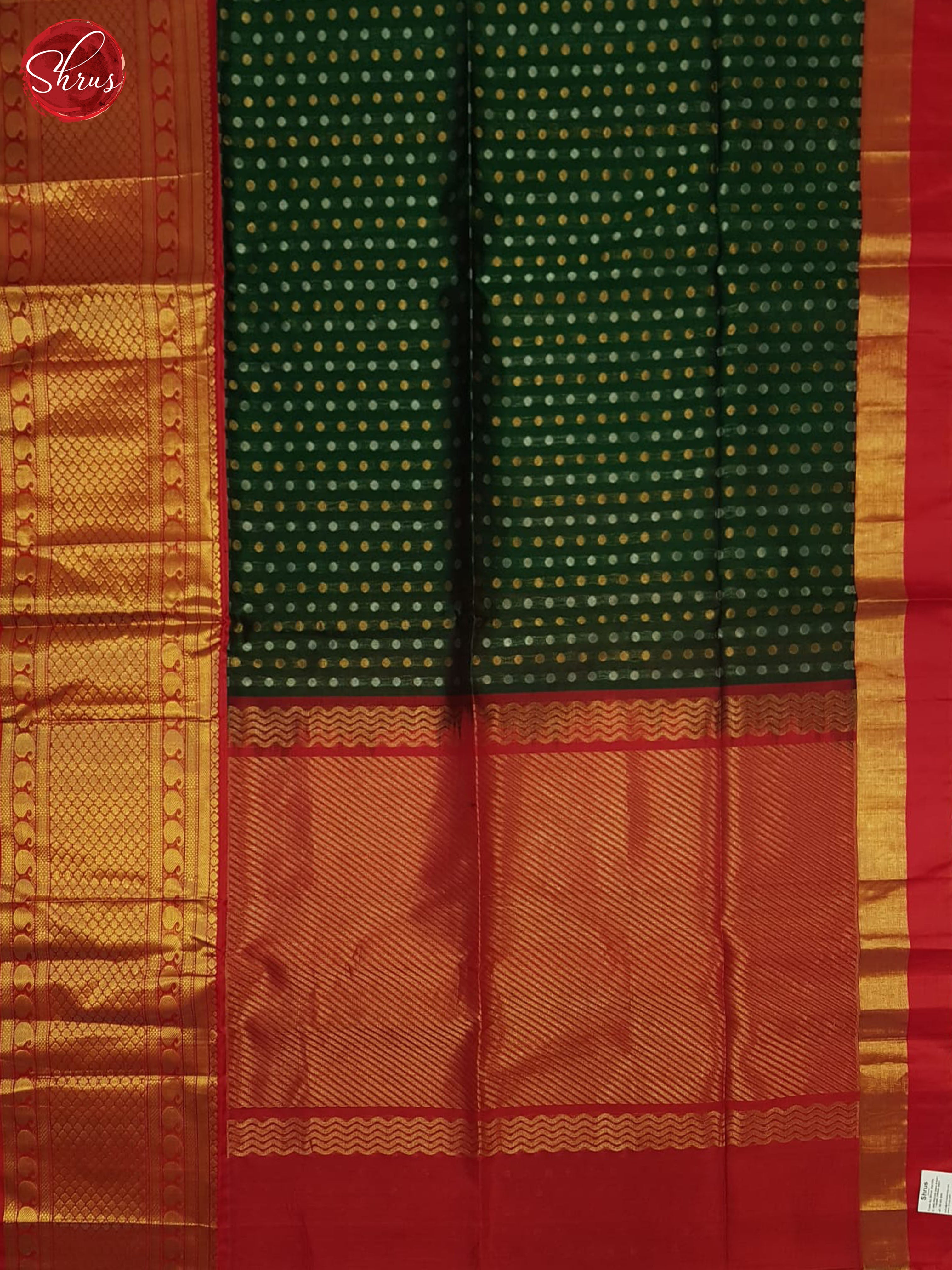Green And Red- Silk cotton saree - Shop on ShrusEternity.com