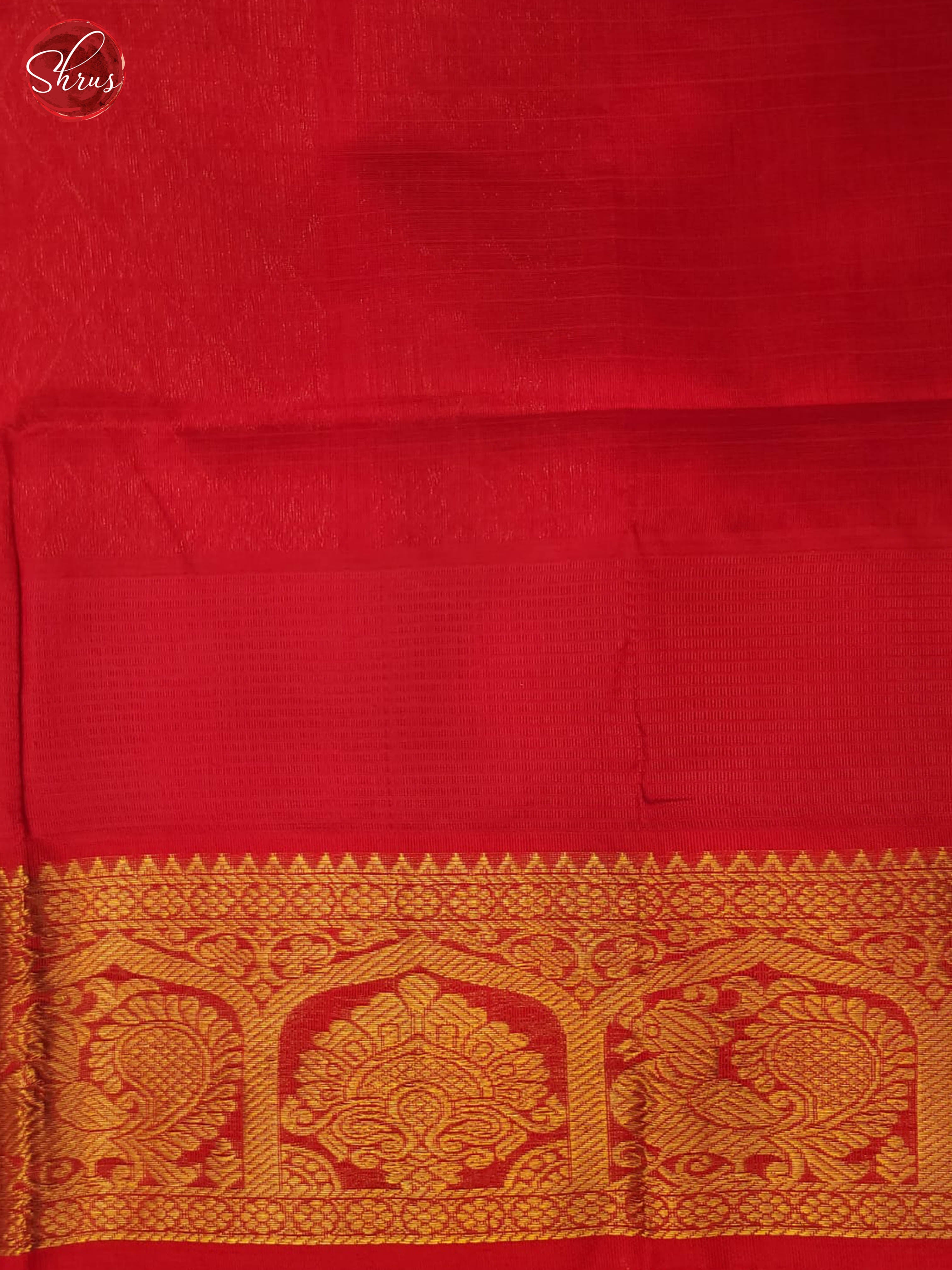 Cream and Red- Silk Cotton Saree - Shop on ShrusEternity.com