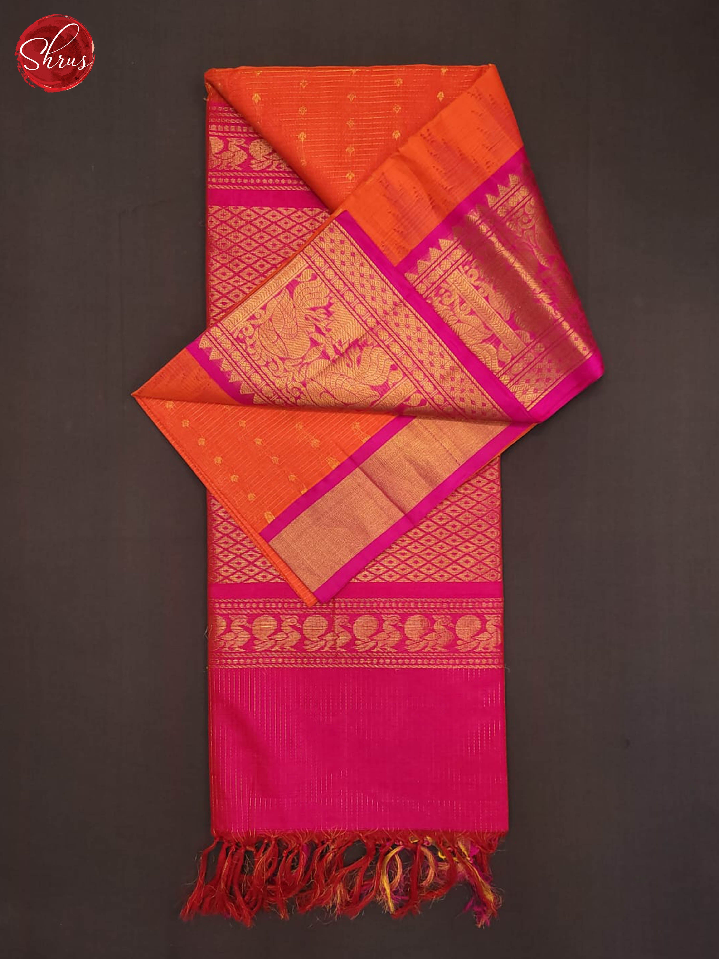 orange and pink- Silk Cotton Saree - Shop on ShrusEternity.com