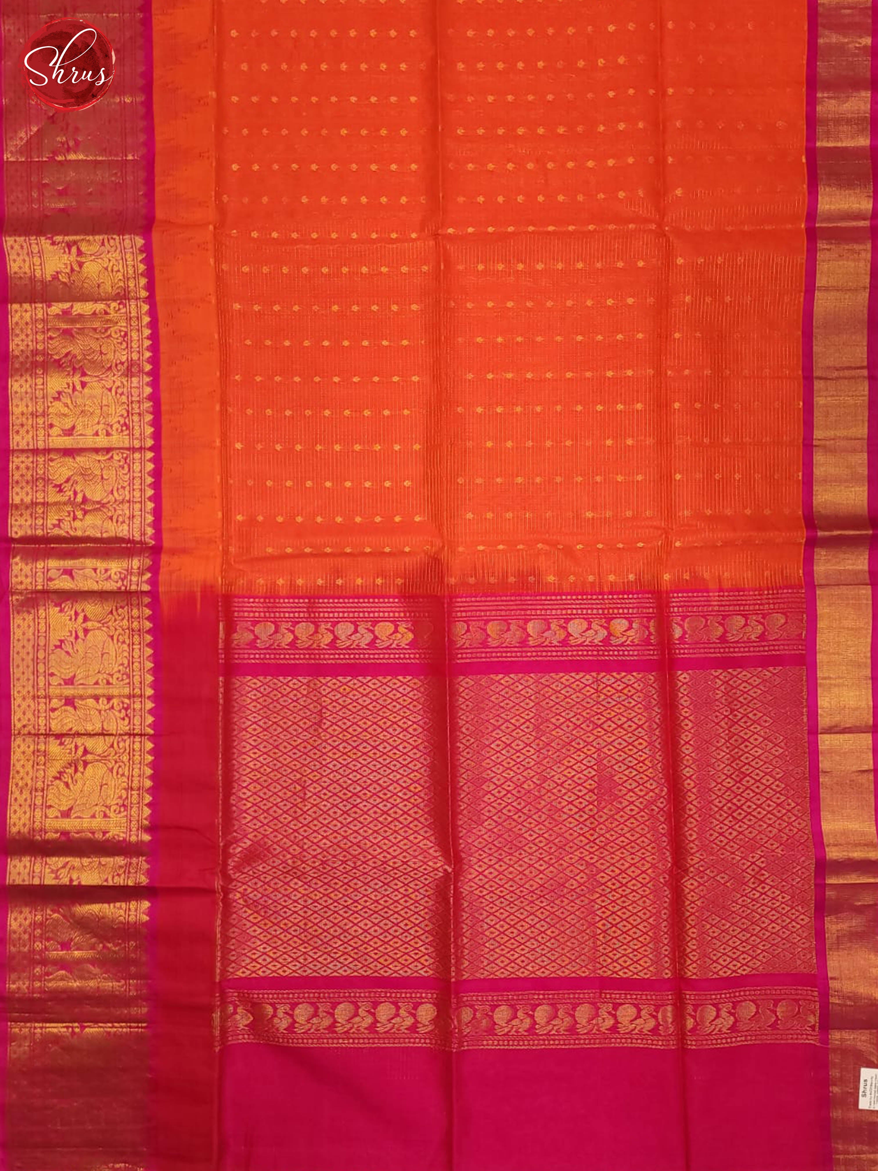 orange and pink- Silk Cotton Saree - Shop on ShrusEternity.com