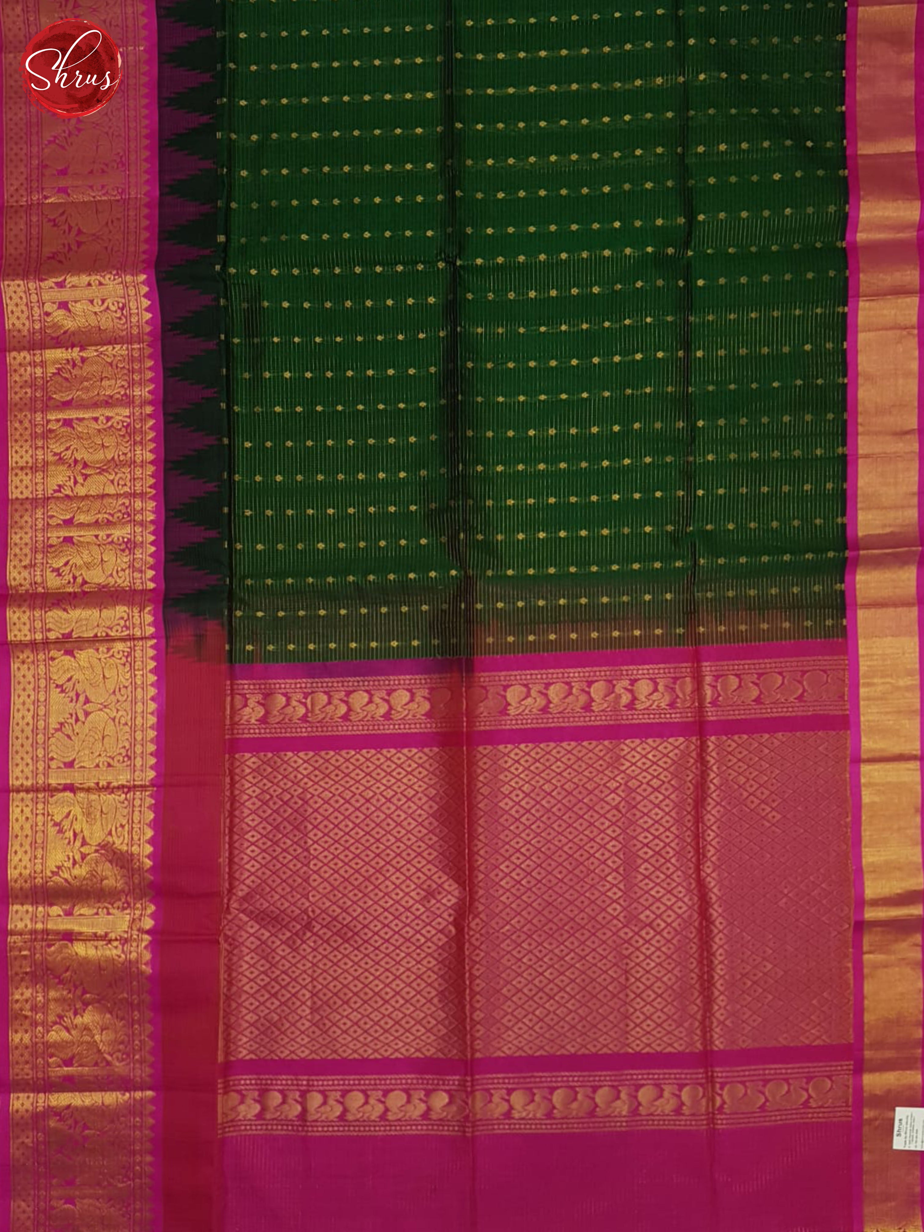 Green And Pink- Silk cotton saree - Shop on ShrusEternity.com