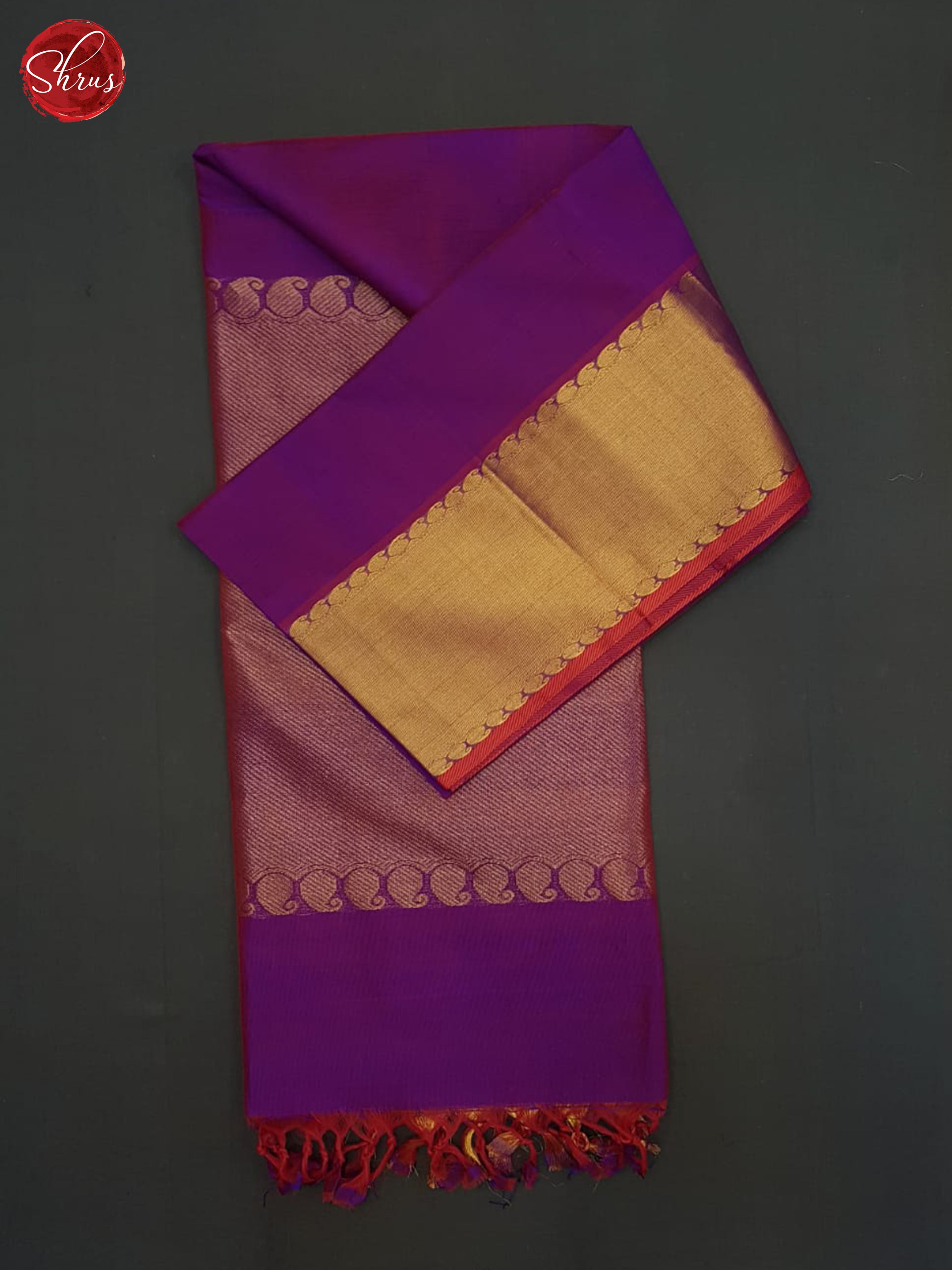 Purple and Red - Silk cotton Saree - Shop on ShrusEternity.com